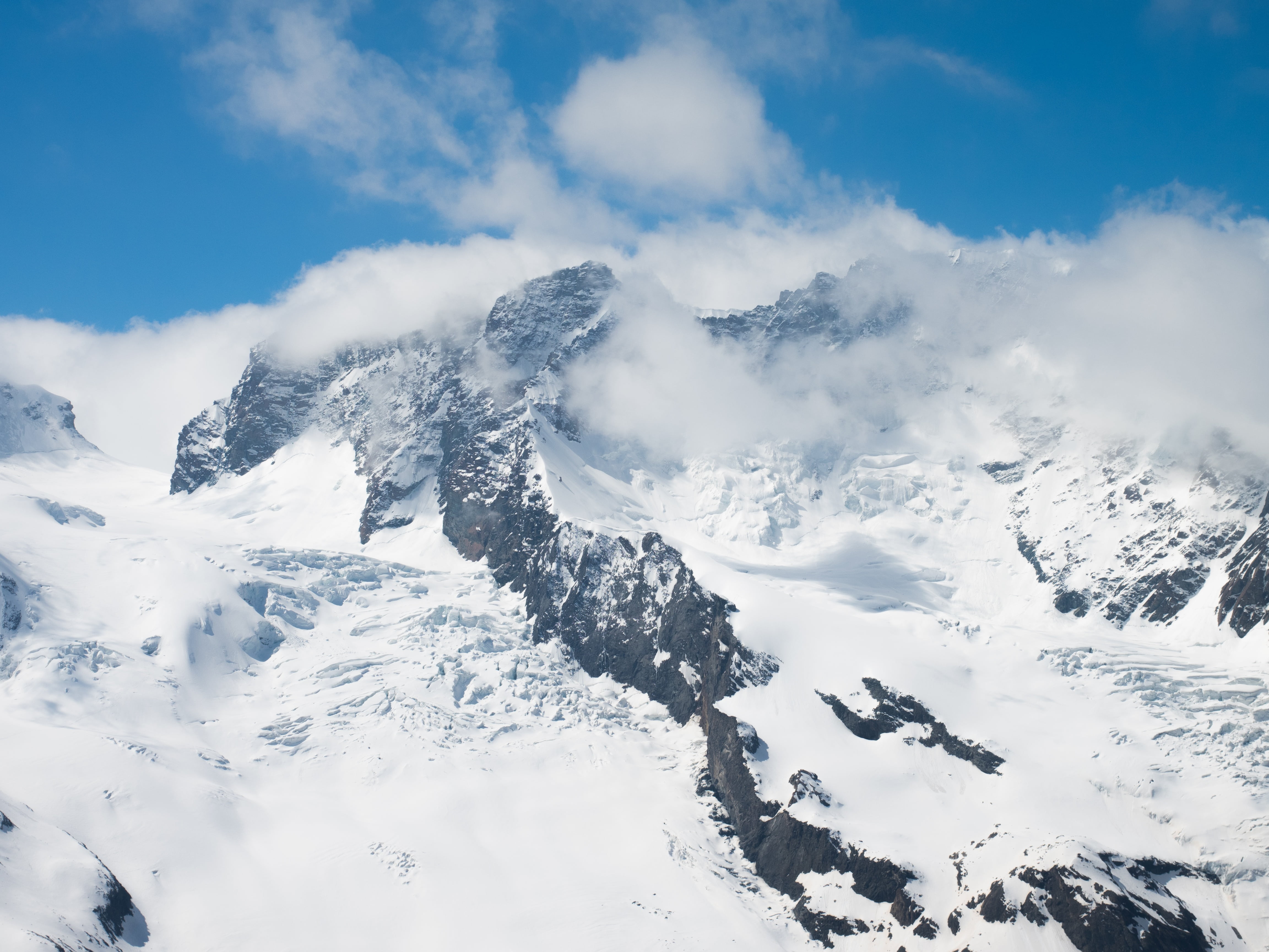 gornergrat, cold temperature, mountain range, tranquility, mountain, 4K, snowcapped mountain, day, beauty in nature, switzerland, border glacier, cloud - sky, HD Wallpaper