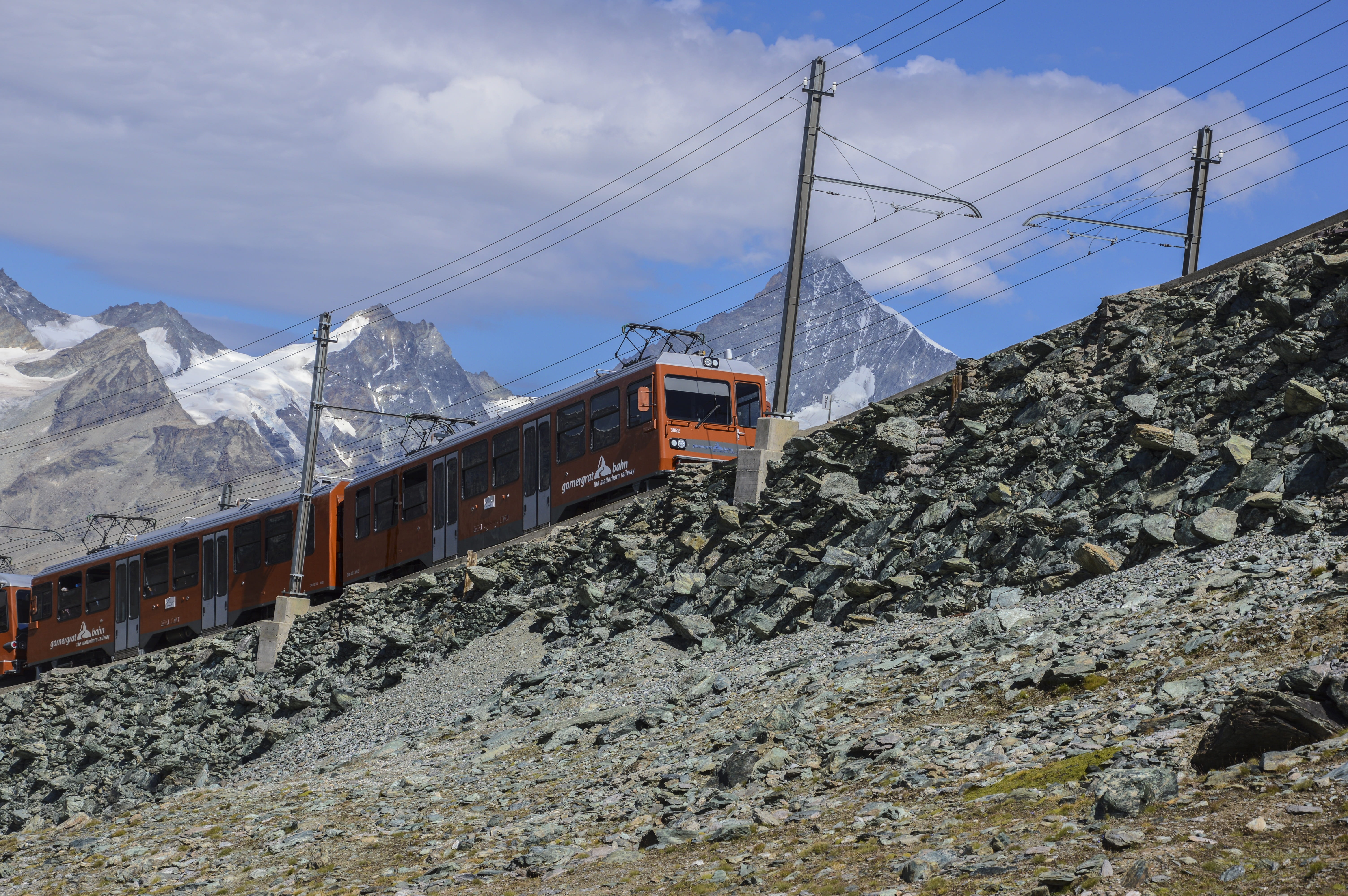 scenics - nature, railways, zermatt, summit, icy, snow, gornergrat, alpine, sky, electricity, outdoors, cable, railway, mountains, mountain range, swiss alps, HD Wallpaper