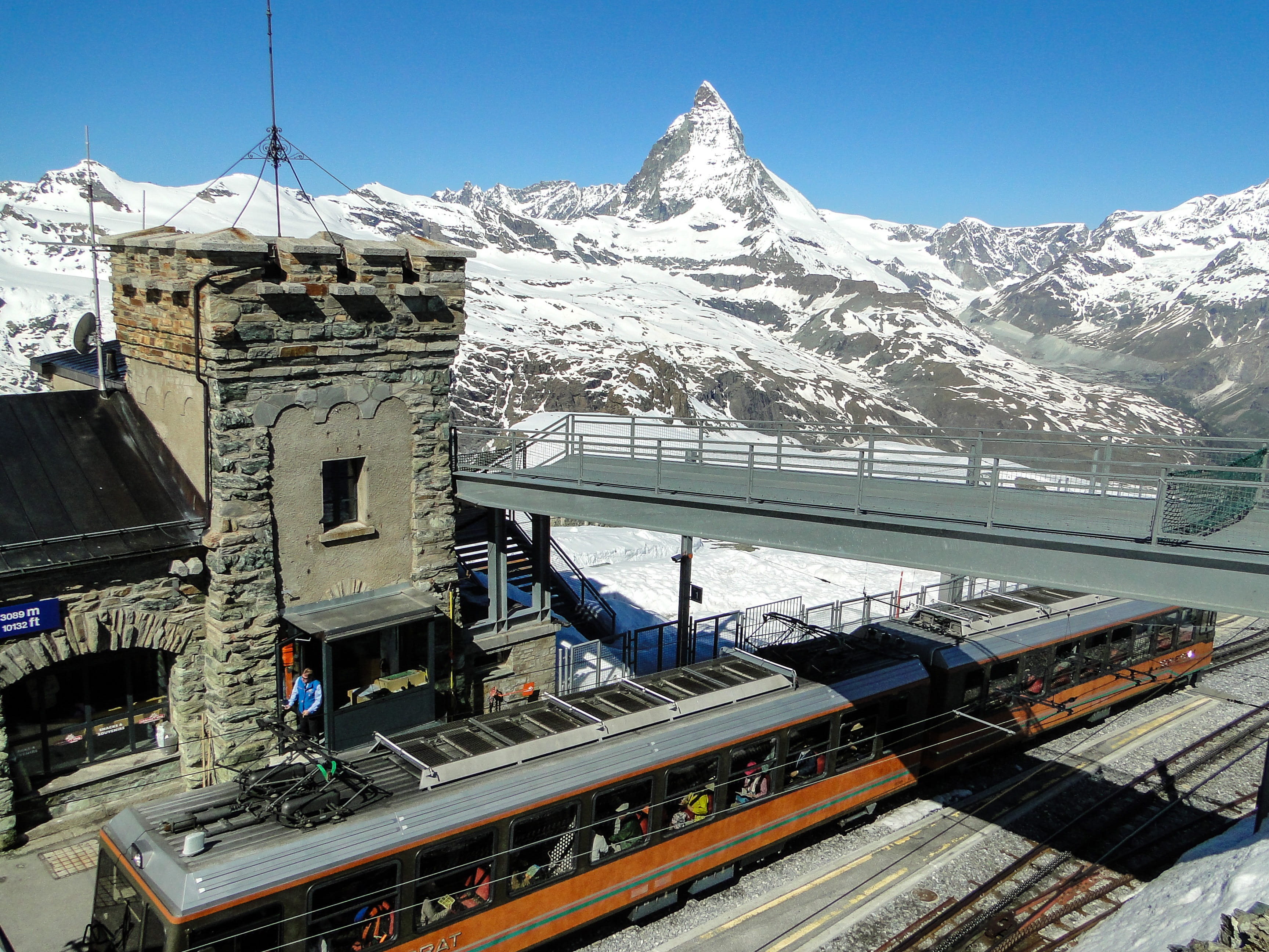 architecture, rail transportation, gornergrat, switzerland, winter, day, no people, train, nature, track, zermatt, railroad track, mode of transportation, HD Wallpaper