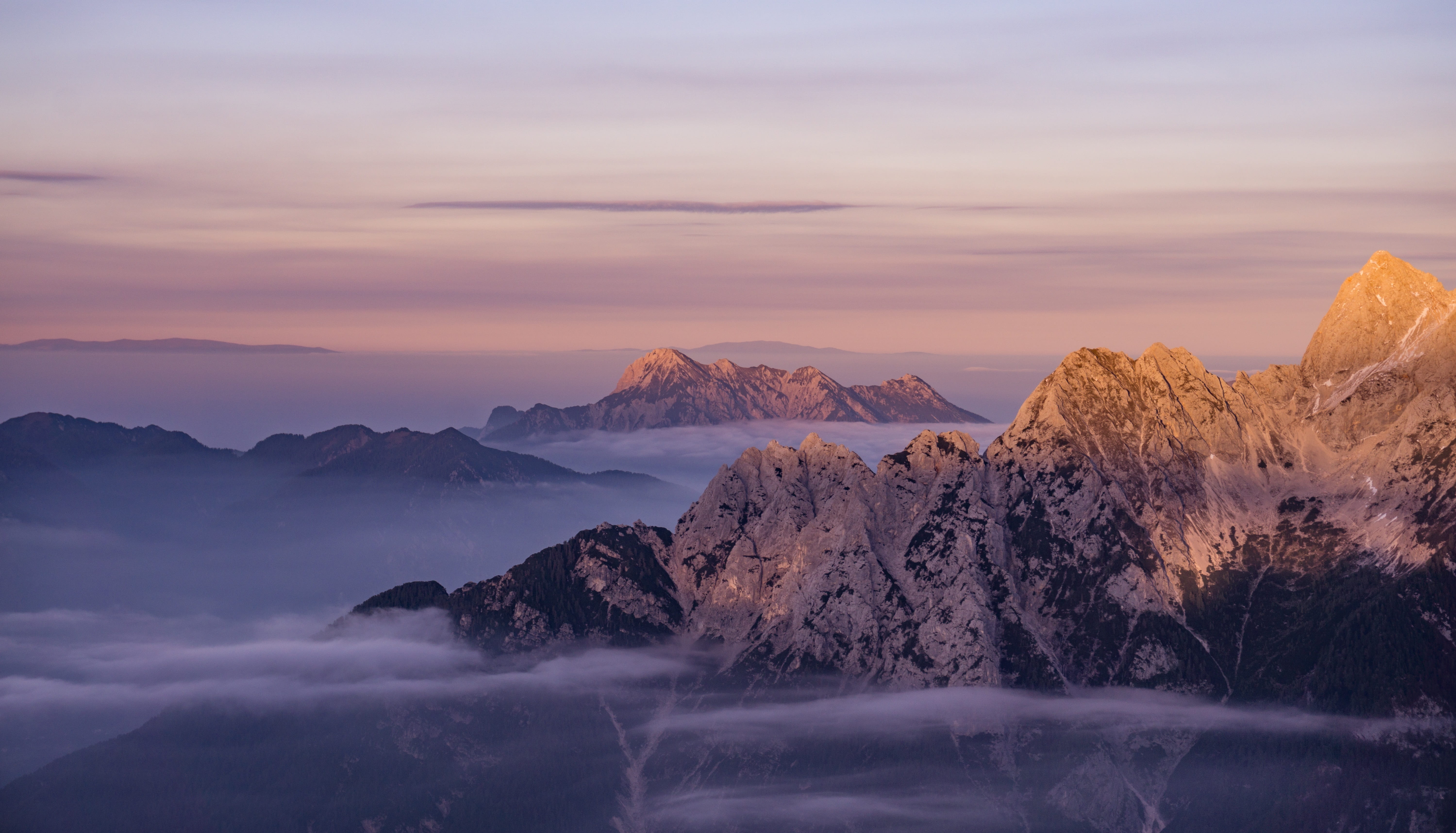 scenics - nature, cloud - sky, evening, cold temperature, nature, craggy, snowcapped mountain, landscape, mountains, snow, mountain range, golden, artmospheric, HD Wallpaper