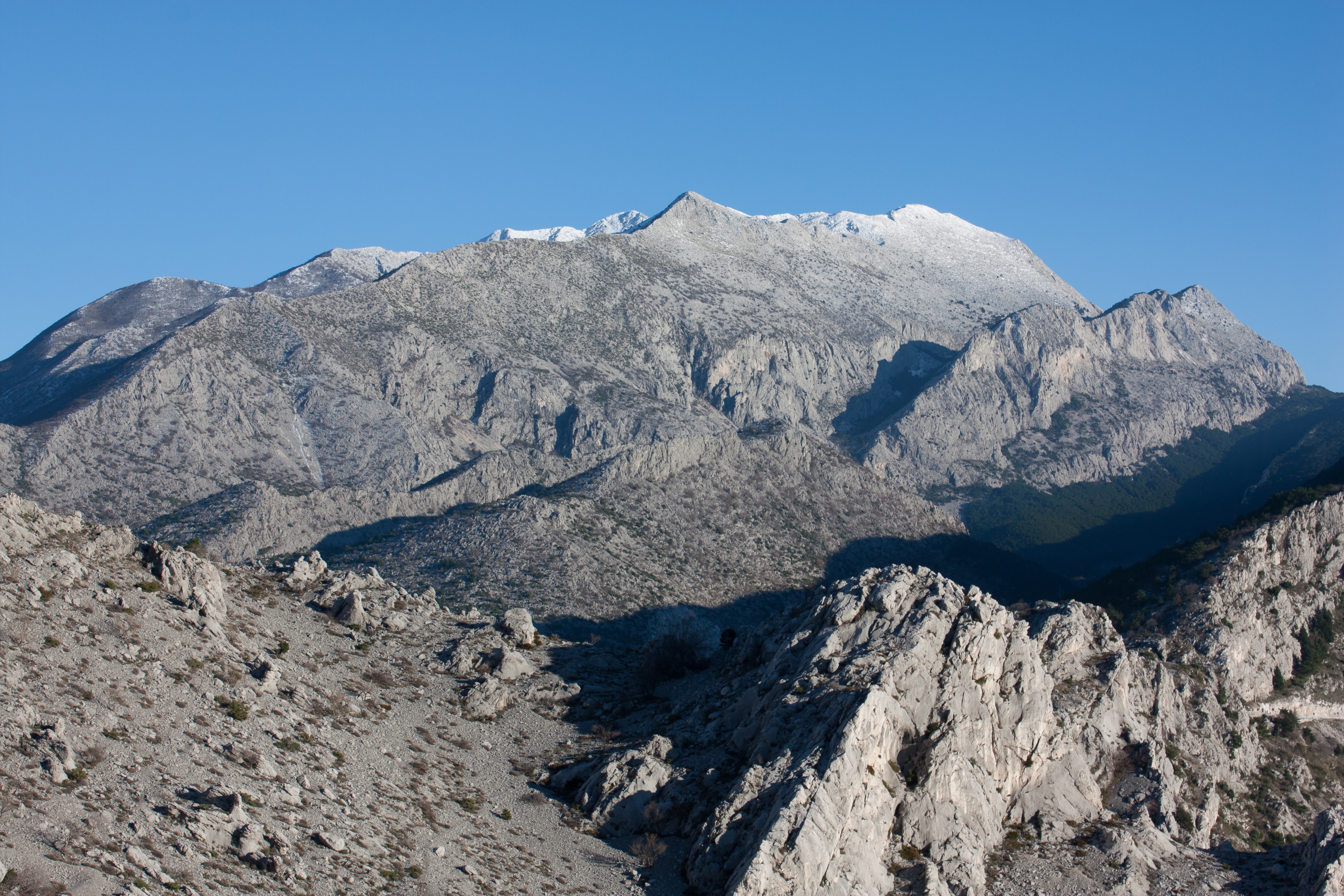non-urban scene, 4K, mountain peak, mountain, croatia, scenics - nature, clear sky, physical geography, nature, geology, solid, purity, tranquil scene, HD Wallpaper