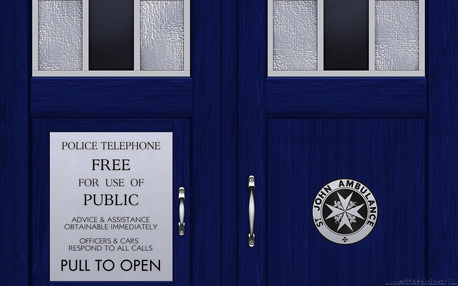 indoors, built structure, day, blue, security, text, architecture, Doctor Who, TARDIS, entrance, sign, communication, wood - material, closed, door, close-up, HD Wallpaper