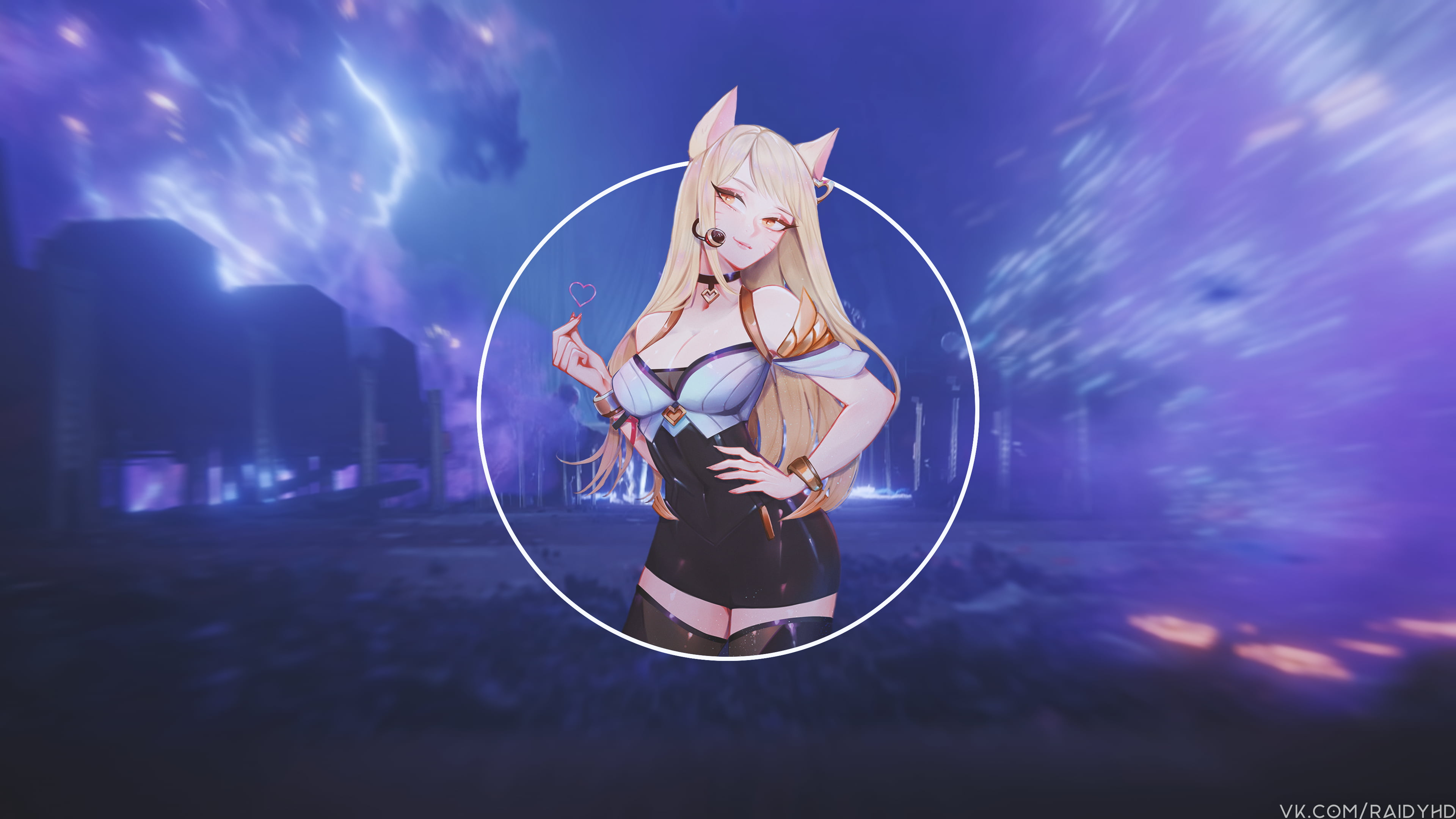 League of Legends, anime girls, picture-in-picture, Ahri (League of Legends), 4K, anime, HD Wallpaper