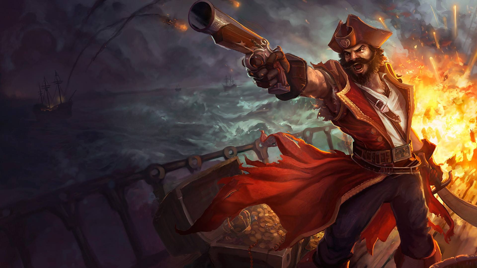 pirates, Gangplank, 1080P, fire, League Of Legends, HD Wallpaper