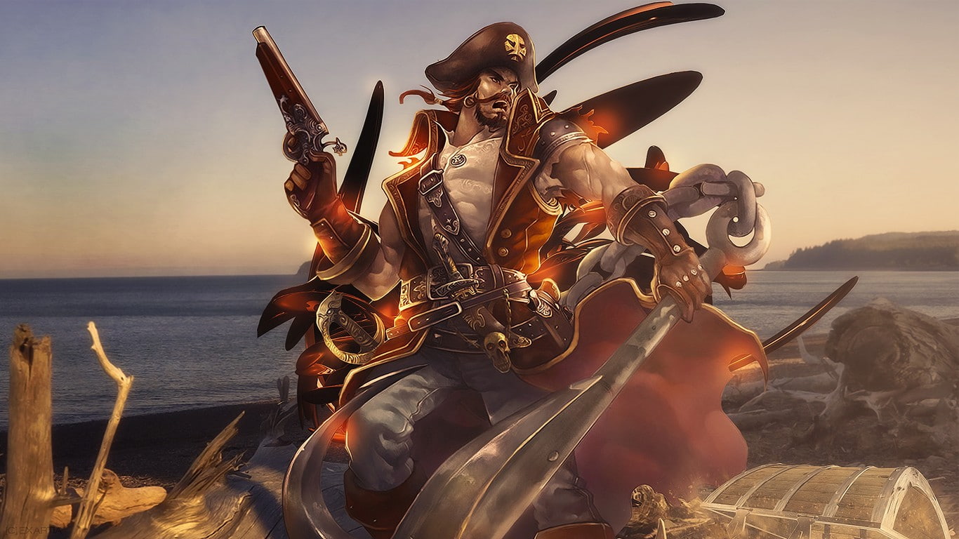 Gangplank, 720P, Orange, pirates, League Of Legends, HD Wallpaper