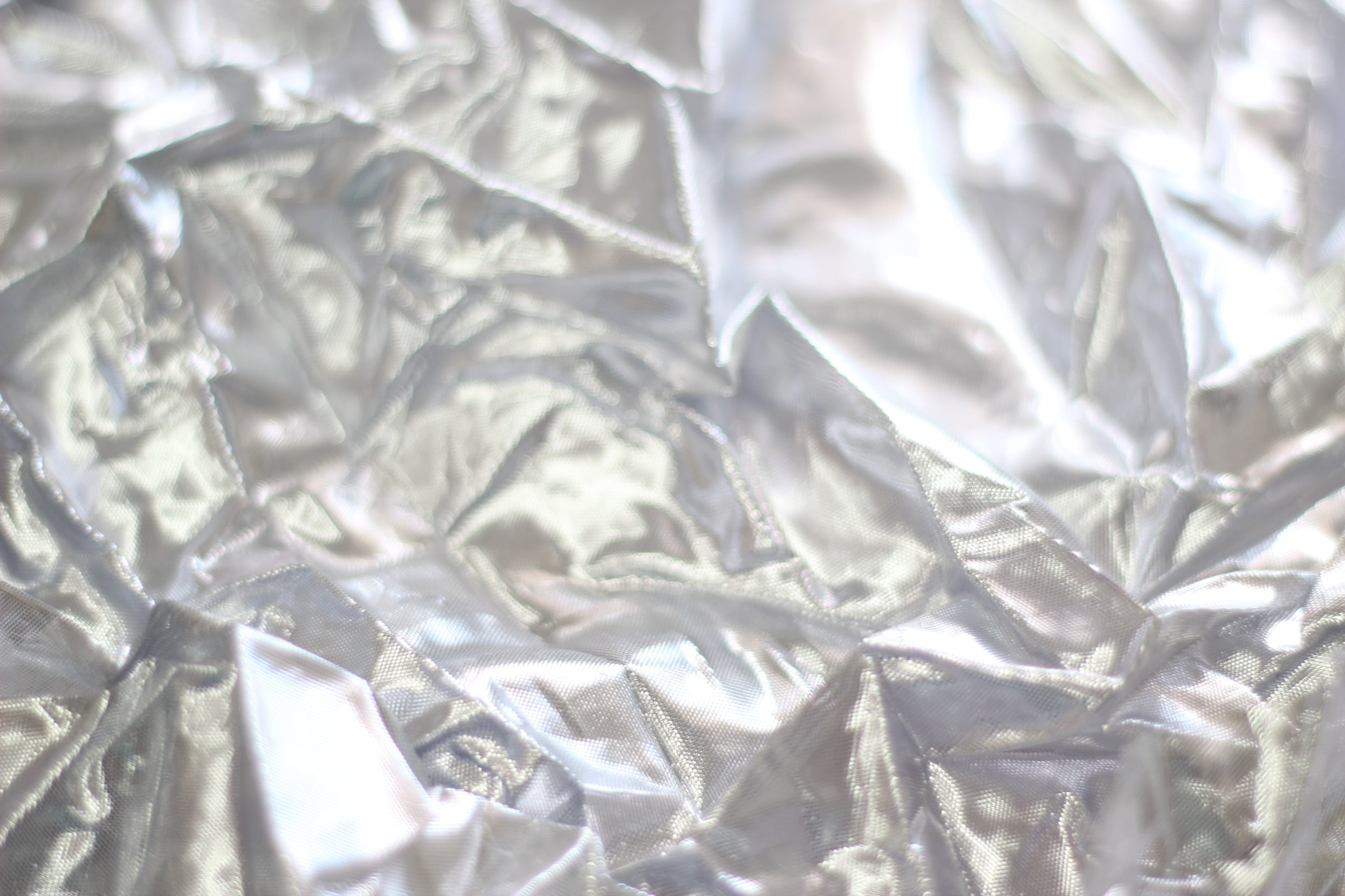 textured, 2K, paper, silver, textile, crumpled paper, shiny, plastic, satin, backgrounds, gray, no people, close-up, garbage, pattern, texture, silver colored, HD Wallpaper
