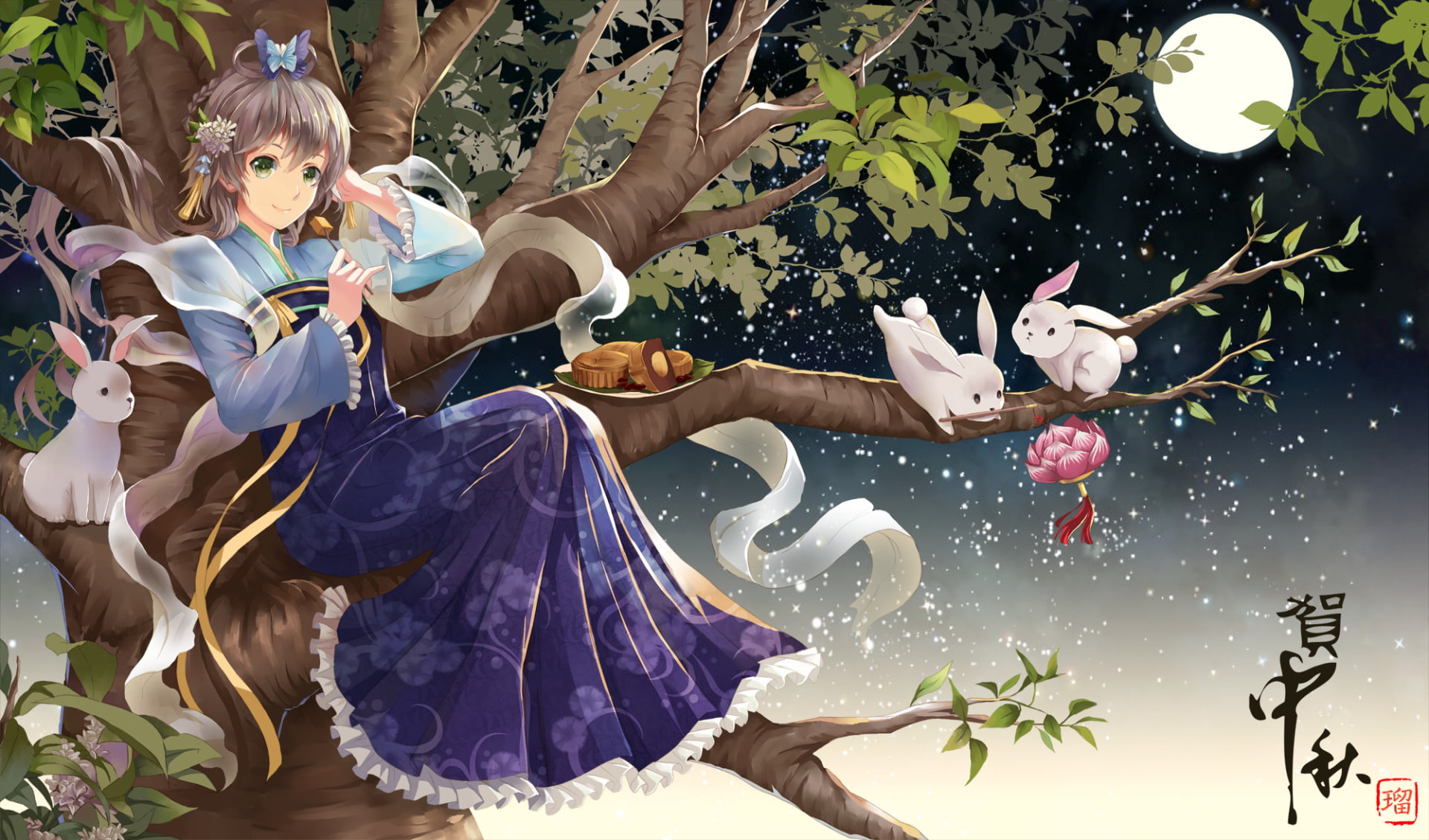 Luo Tianyi, Moon, China, 1080P, Anime, Vocaloid, HD Wallpaper