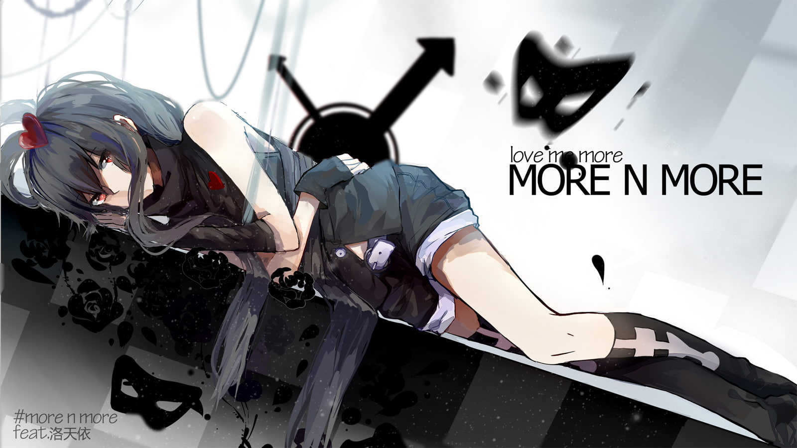 hair, vocaloid, gloves, red, 720P, elbow, tianyi, luo, black, yoisy, eyes, HD Wallpaper