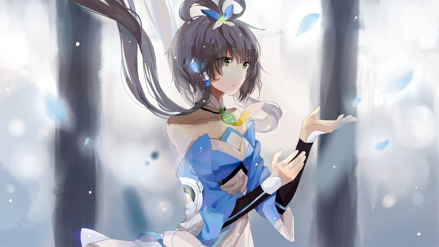 day, women, young adult, real people, window, art and craft, indoors, Luo Tianyi, 720P, reflection, front view, casual clothing, one person, sunlight, HD Wallpaper