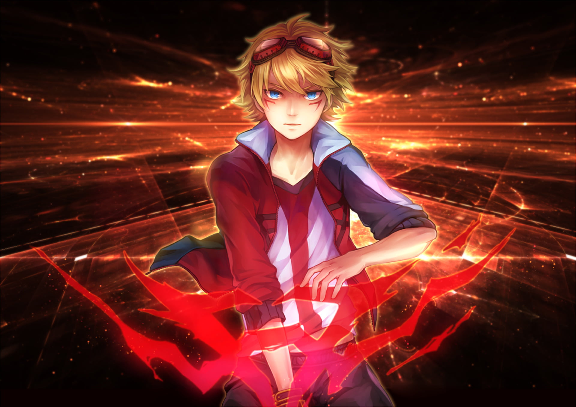 illuminated, young women, glowing, red, digital composite, standing, 1080P, lifestyles, animated, sparks, leisure activity, Ezreal (League Of Legends), HD Wallpaper