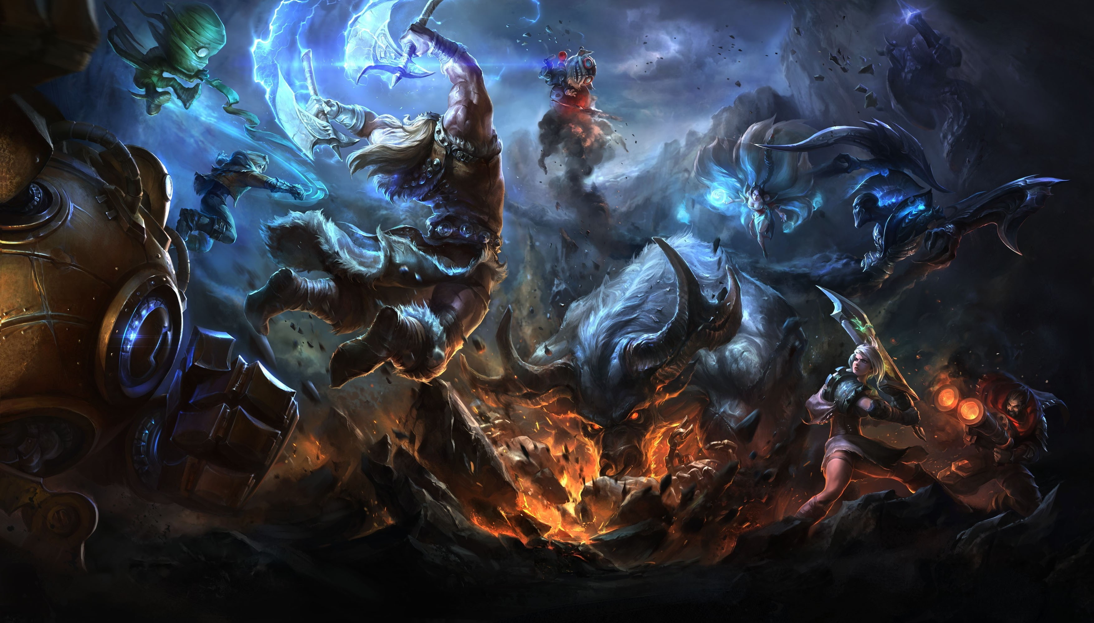 2K, burning, league of legends blitzcrank riven ahri amumu ezreal grave, abstract, night, full frame, sky, close-up, heat - temperature, fire - natural phenomenon, HD Wallpaper