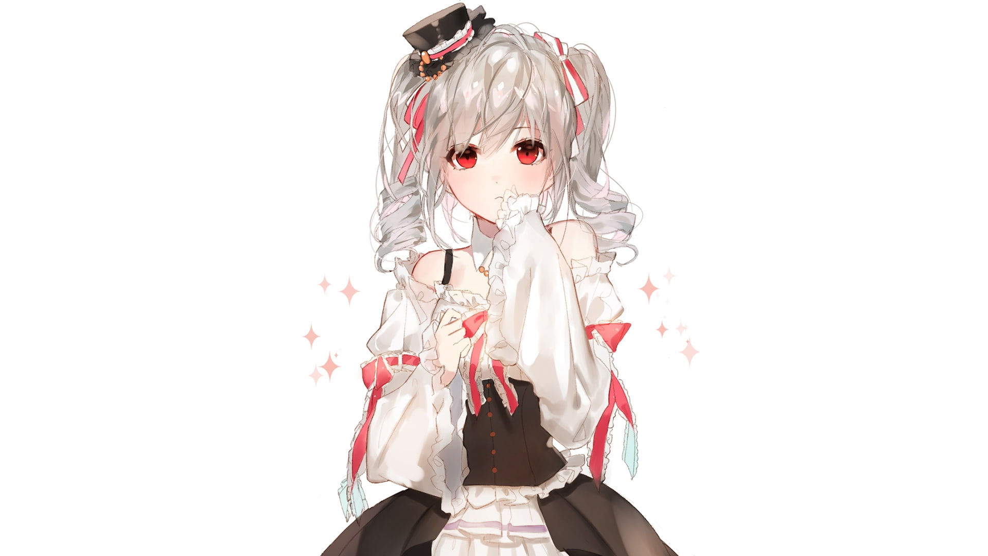 one person, cut out, hat, young adult, the idolmaster cinderella girls, hair, white background, silver hair, portrait, women, ranko kanzaki, toy, front view, HD Wallpaper