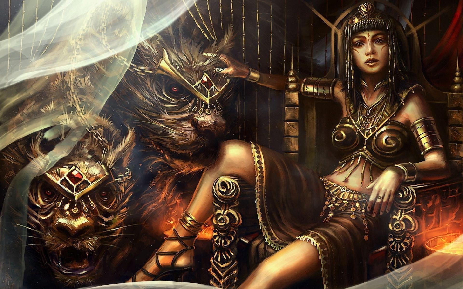 fantasy, 1920x1200, 1080P, brass, pet, armband, woman, princess, women, photo, creature, HD Wallpaper
