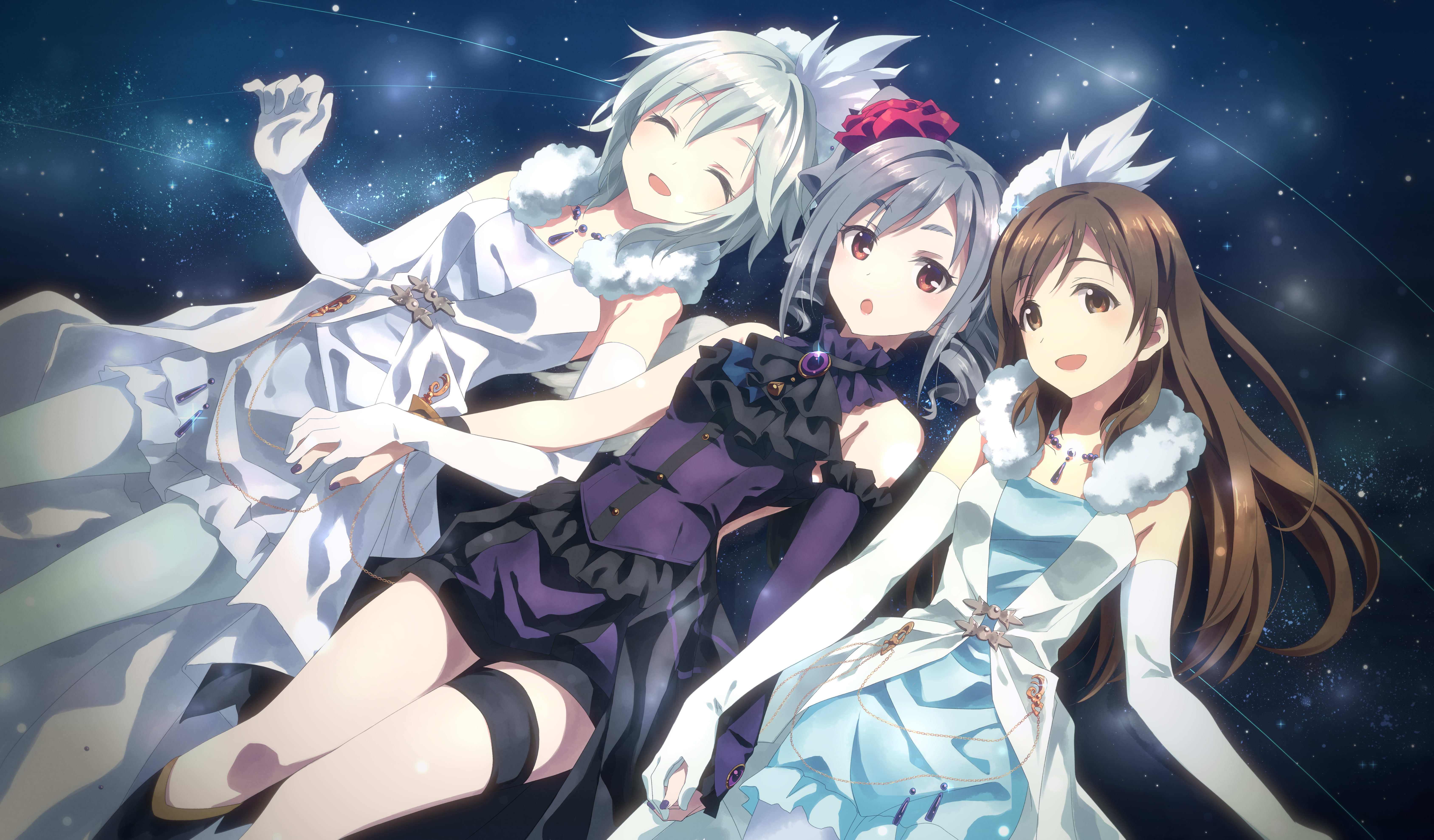 Purple Dress, Blush, The iDOLM@STER Cinderella Girls, Ranko Kanzaki, Short Hair, White Dress, Brown Hair, White Hair, 5K, Smile, iDOLM@STER Cinderella Girls, HD Wallpaper