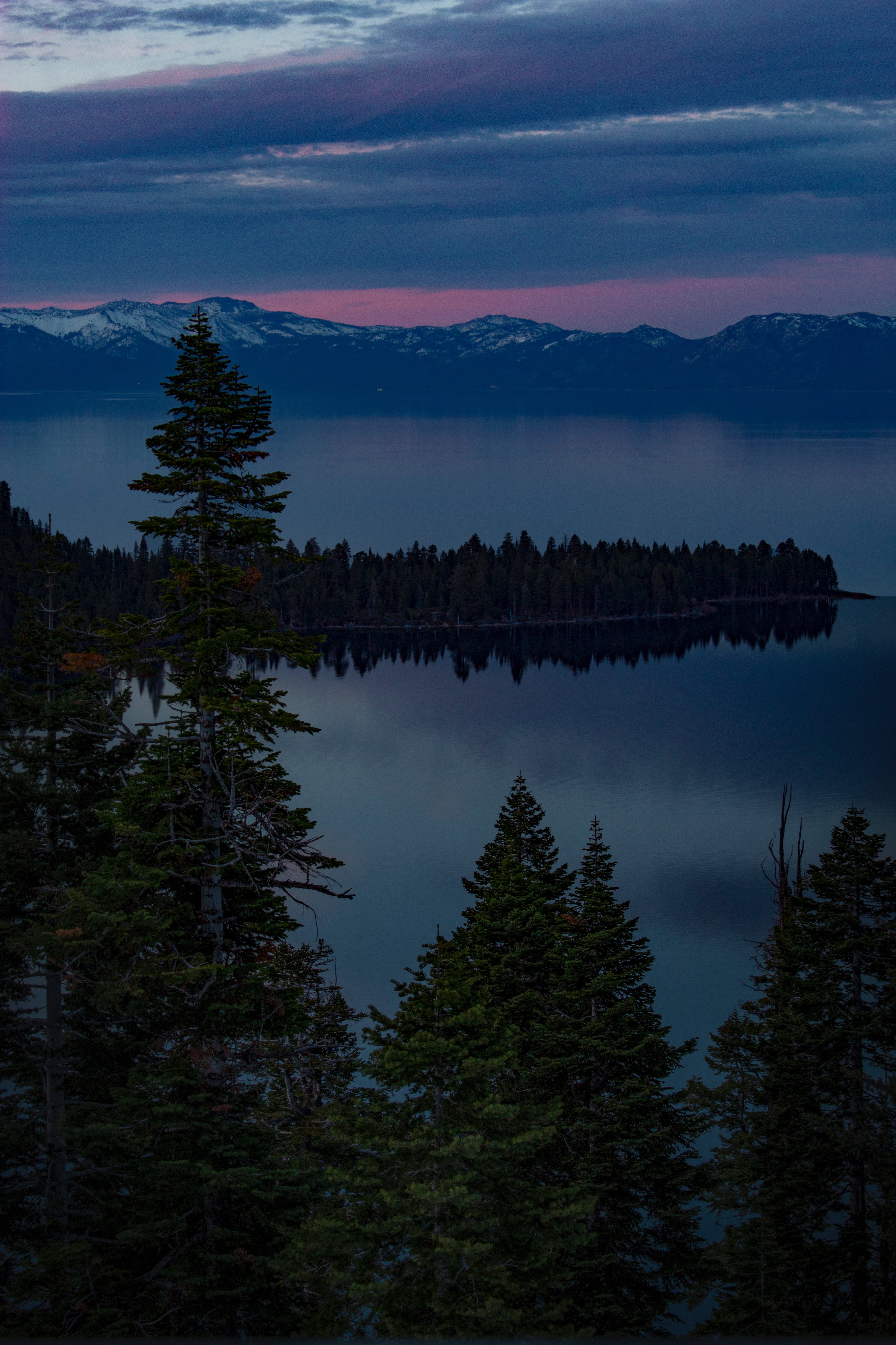 tranquil scene, evening, scenics - nature, trees, sky, plant, non-urban scene, beauty in nature, 5K, tranquility, no people, south lake tahoe, lake, united states, Phone HD Wallpaper