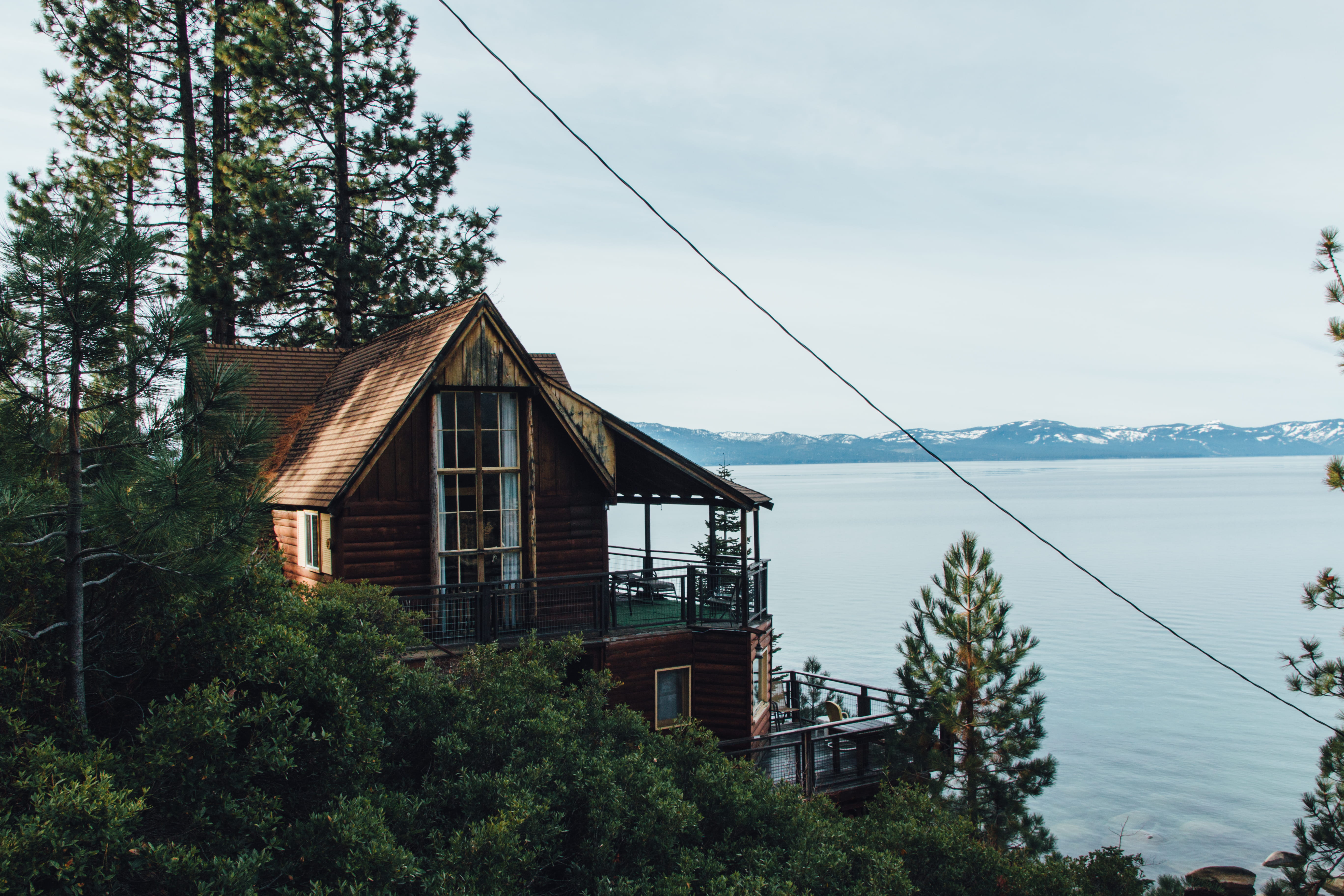 scenics - nature, cloud - sky, nature, california, green, clouds, cabin, day, beauty in nature, tahoe, house, sky, built structure, zephyr cove, outside, HD Wallpaper