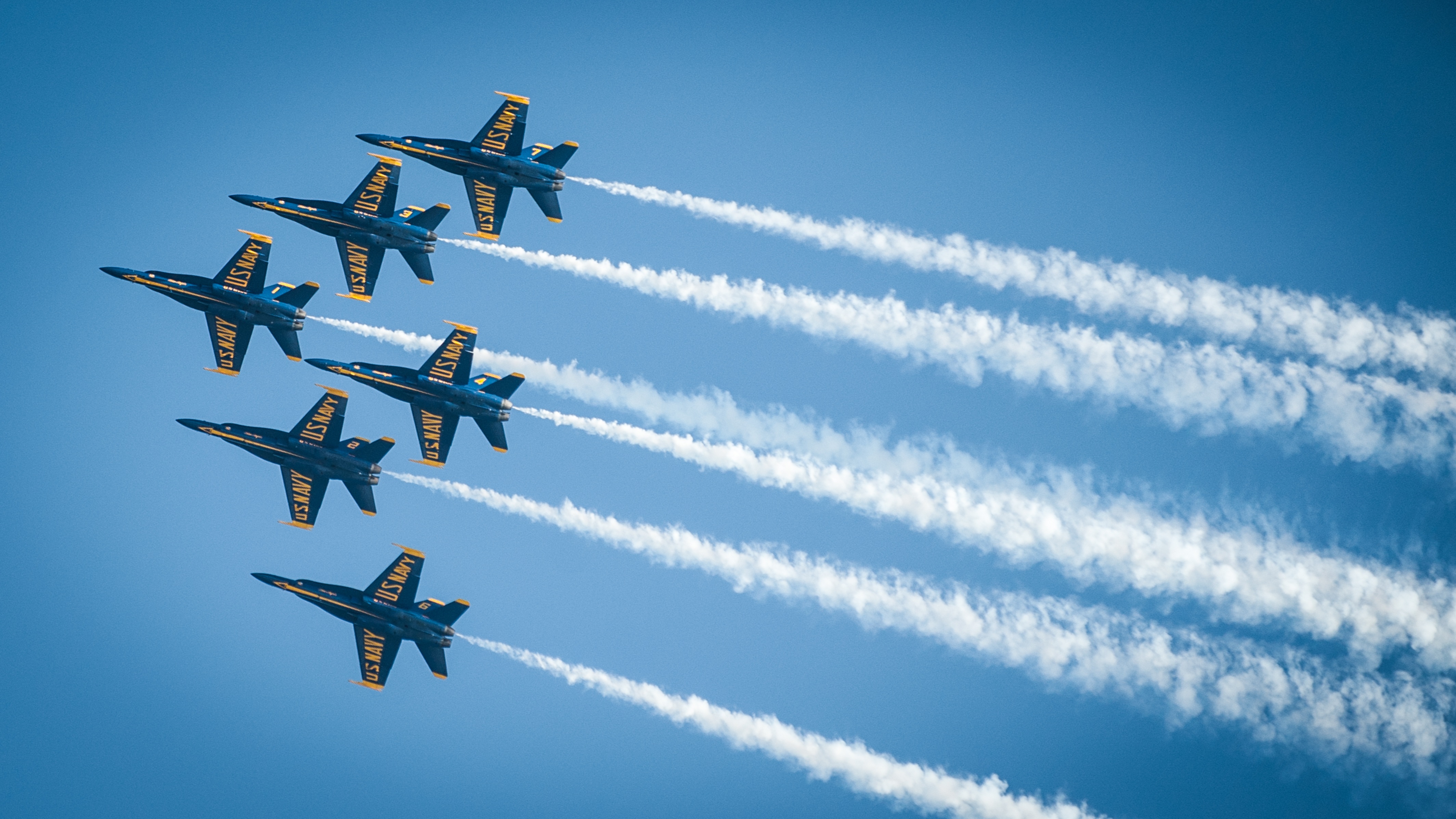 sky, jet, military, six, skill, angle, flight, airshow, smoke, airplane, no people, formation flying, nature, speed, cloud - sky, flying, planes, vapor trail, HD Wallpaper