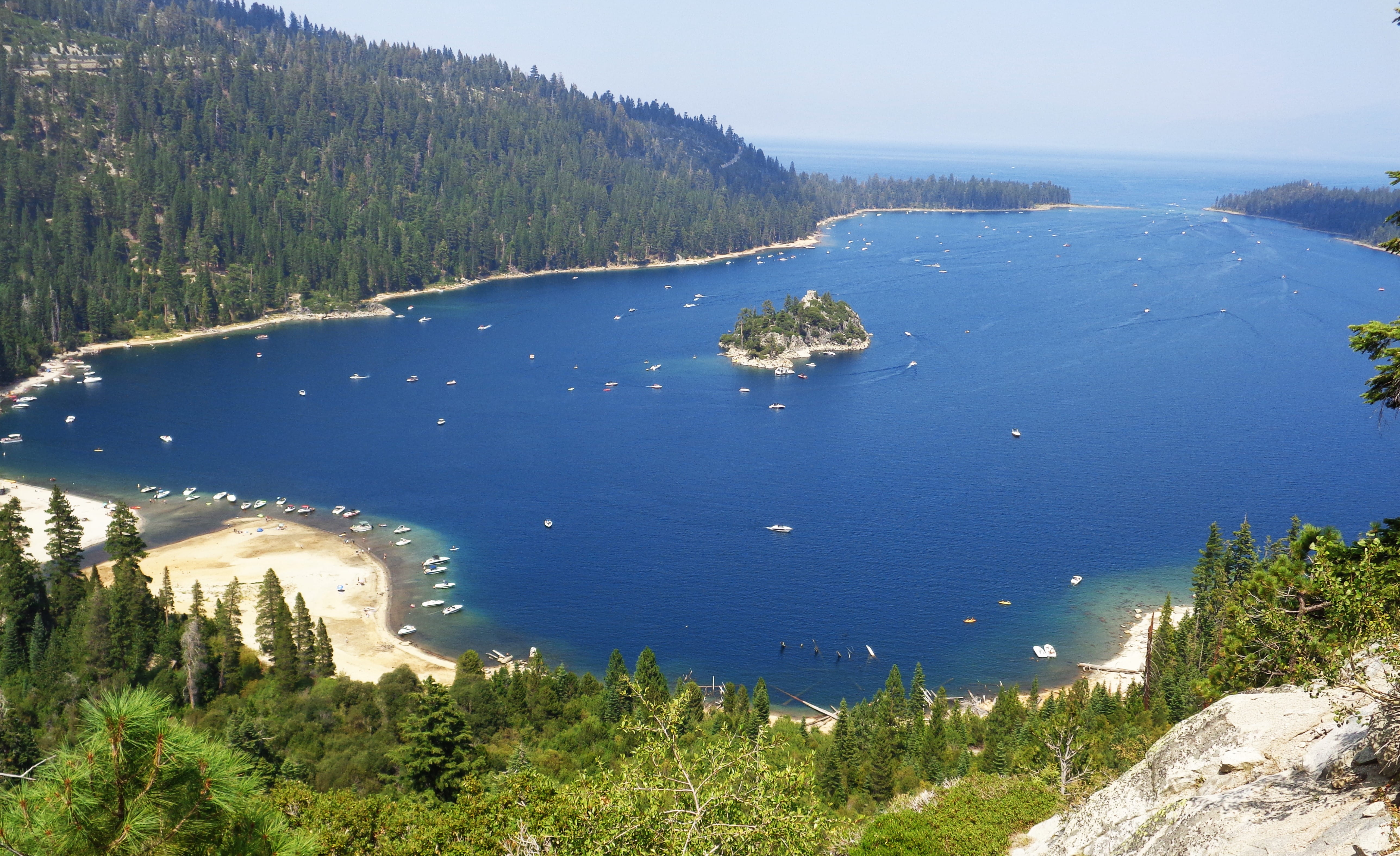 5K, beauty in nature, lake tahoe, mountain, tranquility, tranquil scene, non-urban scene, no people, united states, water, nature, plant, tree, sea, outdoors, HD Wallpaper