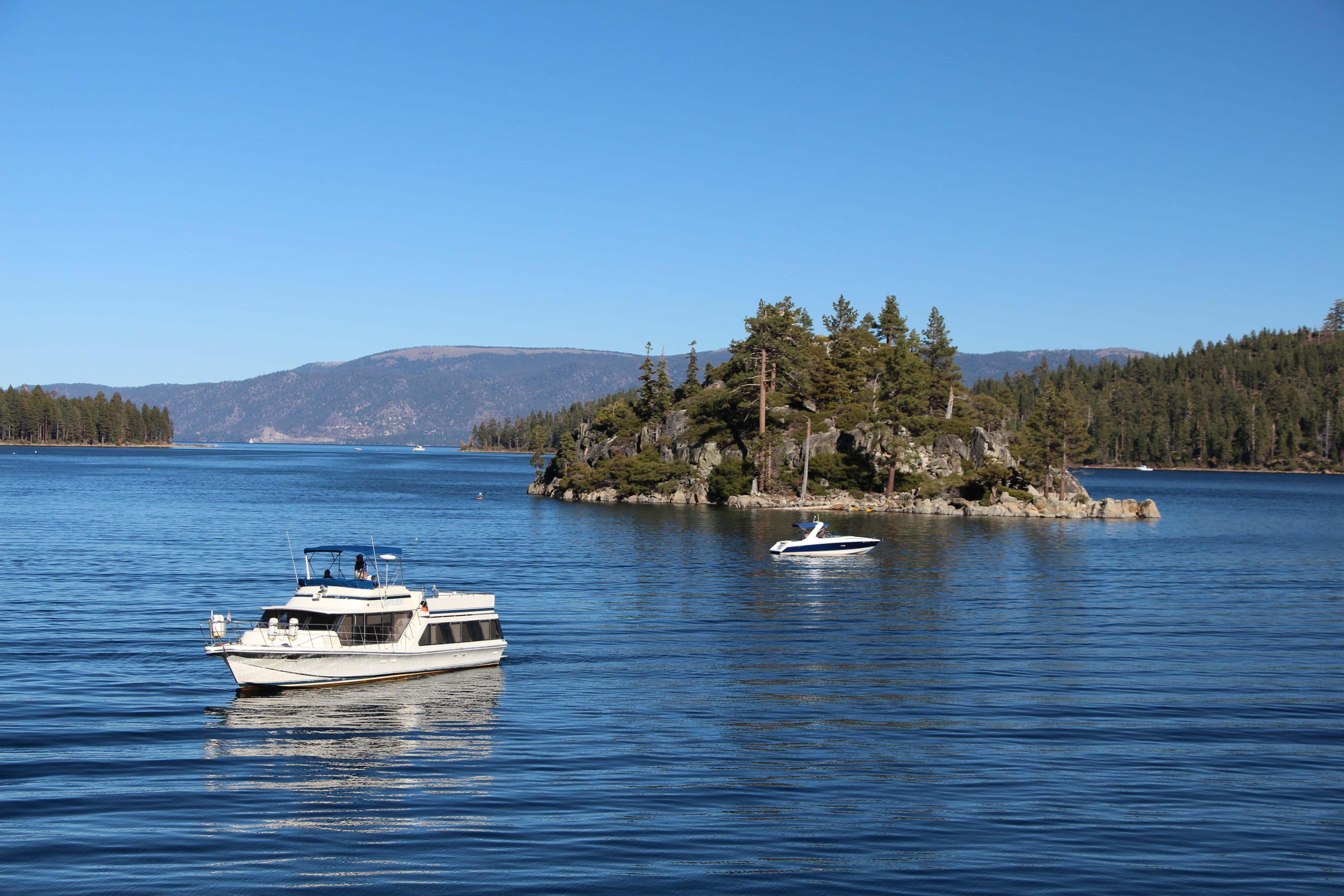 sky, sailboat, sea, wilderness, yacht, mountain, tree, no people, ships, lake tahow, transportation, landscape, mode of transportation, travel destinations, HD Wallpaper