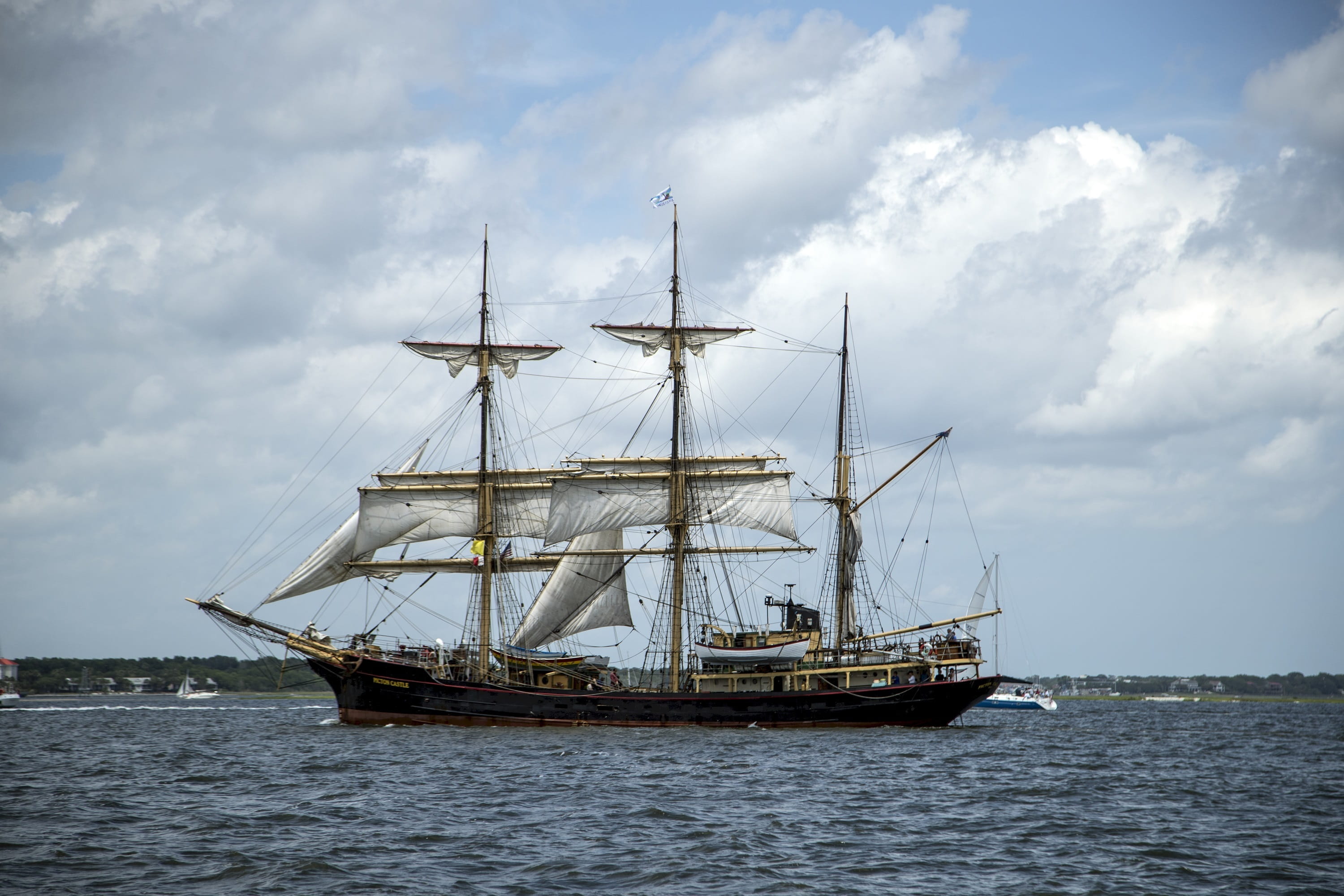 nature, vessel, masts, pole, picton castle, cloud - sky, world circumnavigations, tall ship, nautical vessel, travel, boat, cook islands, ship, sailboat, HD Wallpaper