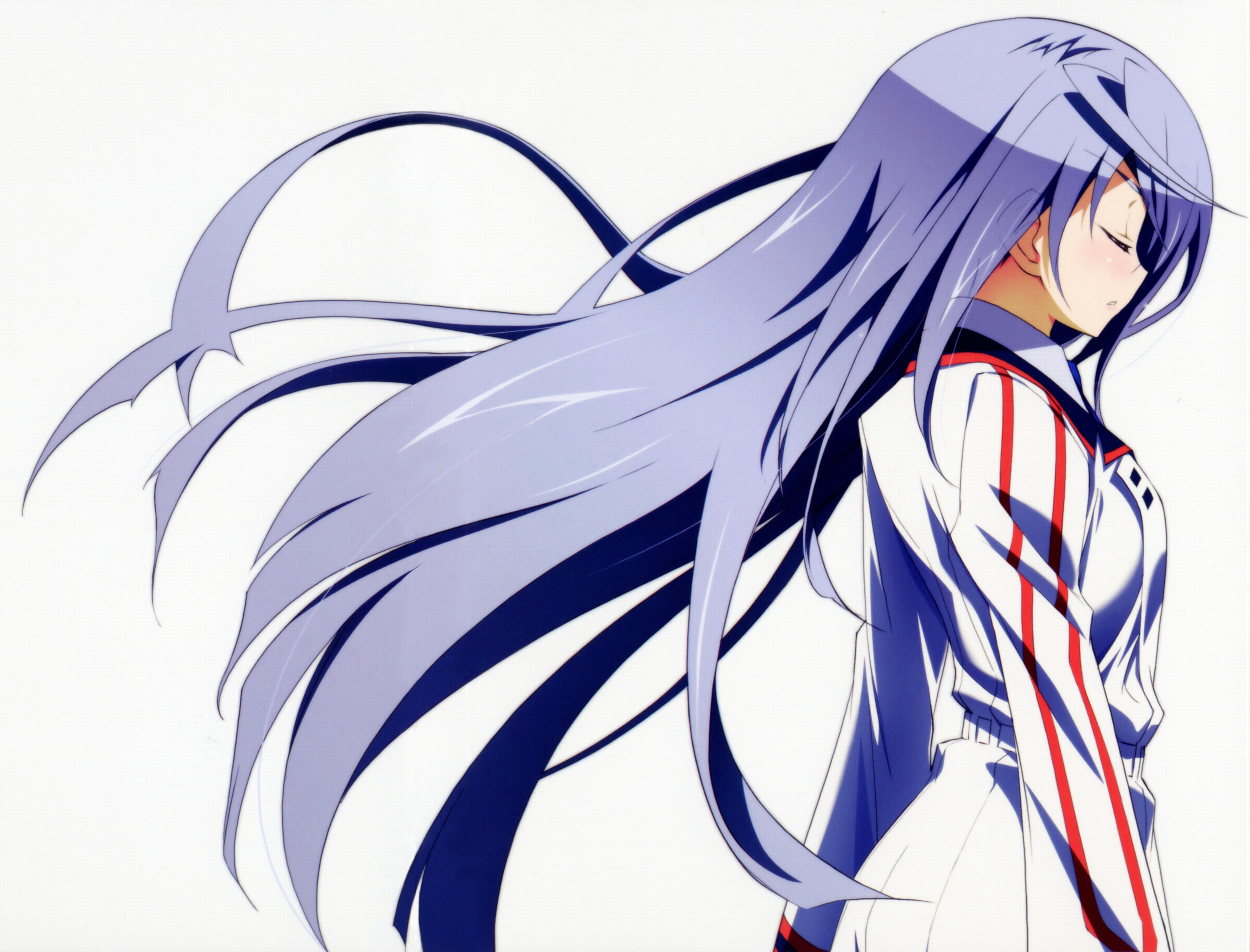white color, low angle view, side view, 4K, studio shot, art and craft, blue, anime, close-up, no people, white background, striped, Infinite Stratos, HD Wallpaper