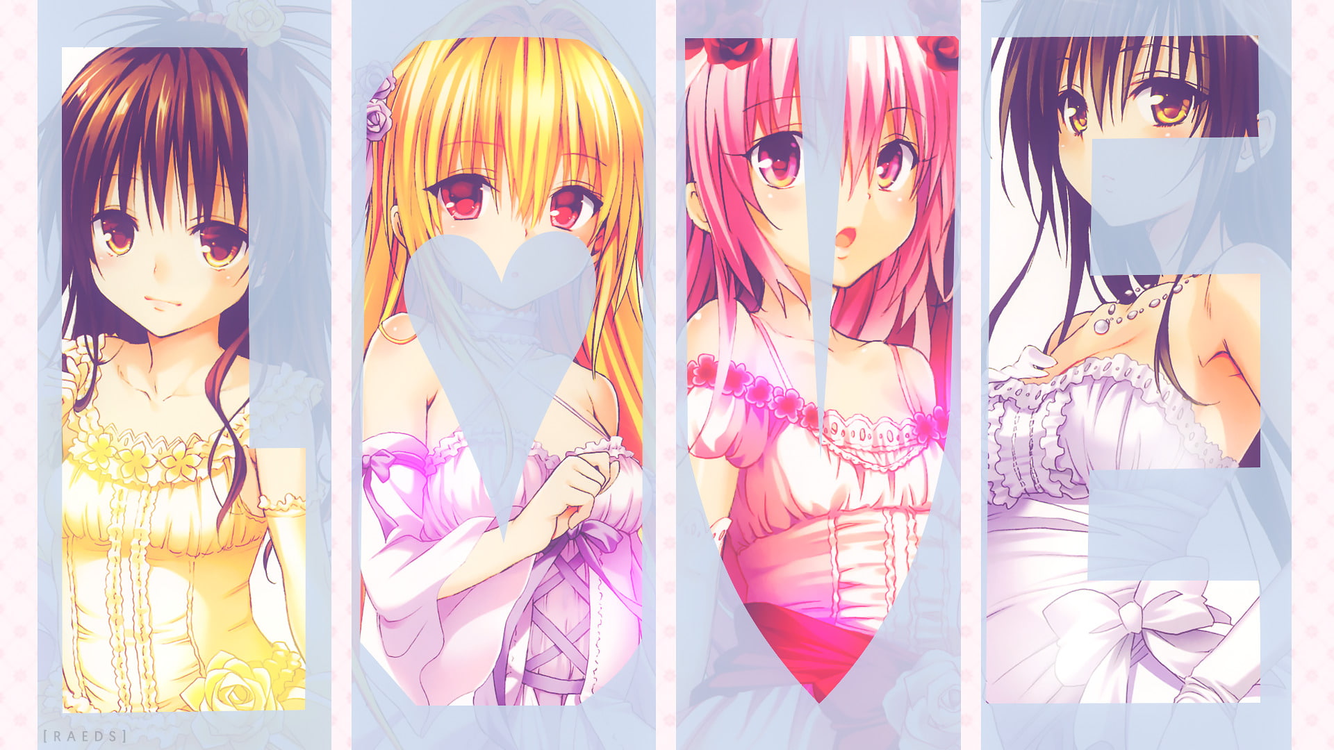 1080P, Lala Satalin Deviluke, Mikan Yuuki, Golden Darkness, Yui Kotegawa, To Love-Ru: Darkness, Anime, HD Wallpaper