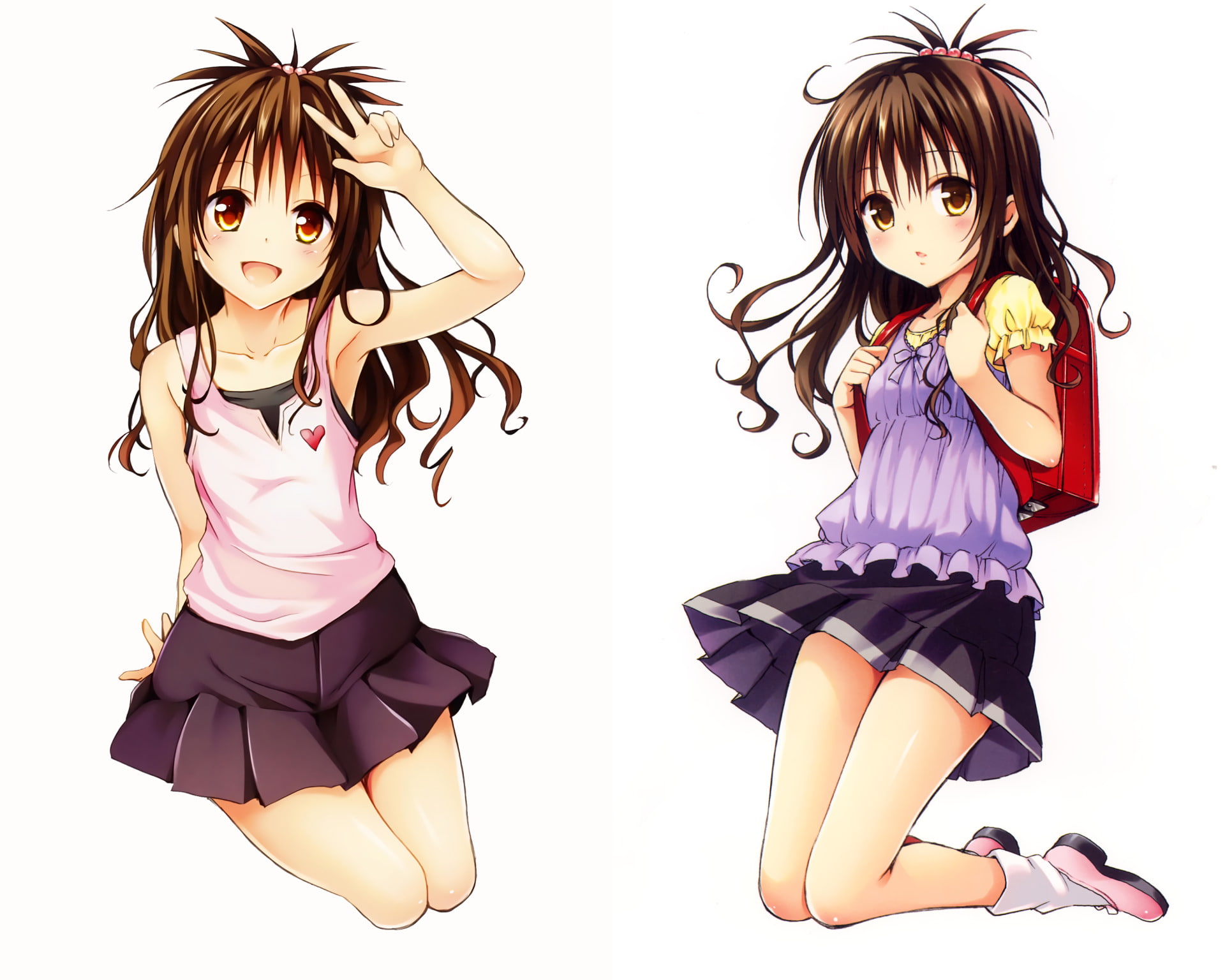 Socks, Smile, Bag, Blush, 1080P, Mikan Yuuki, Girl, Anime, To Love-Ru, Skirt, HD Wallpaper