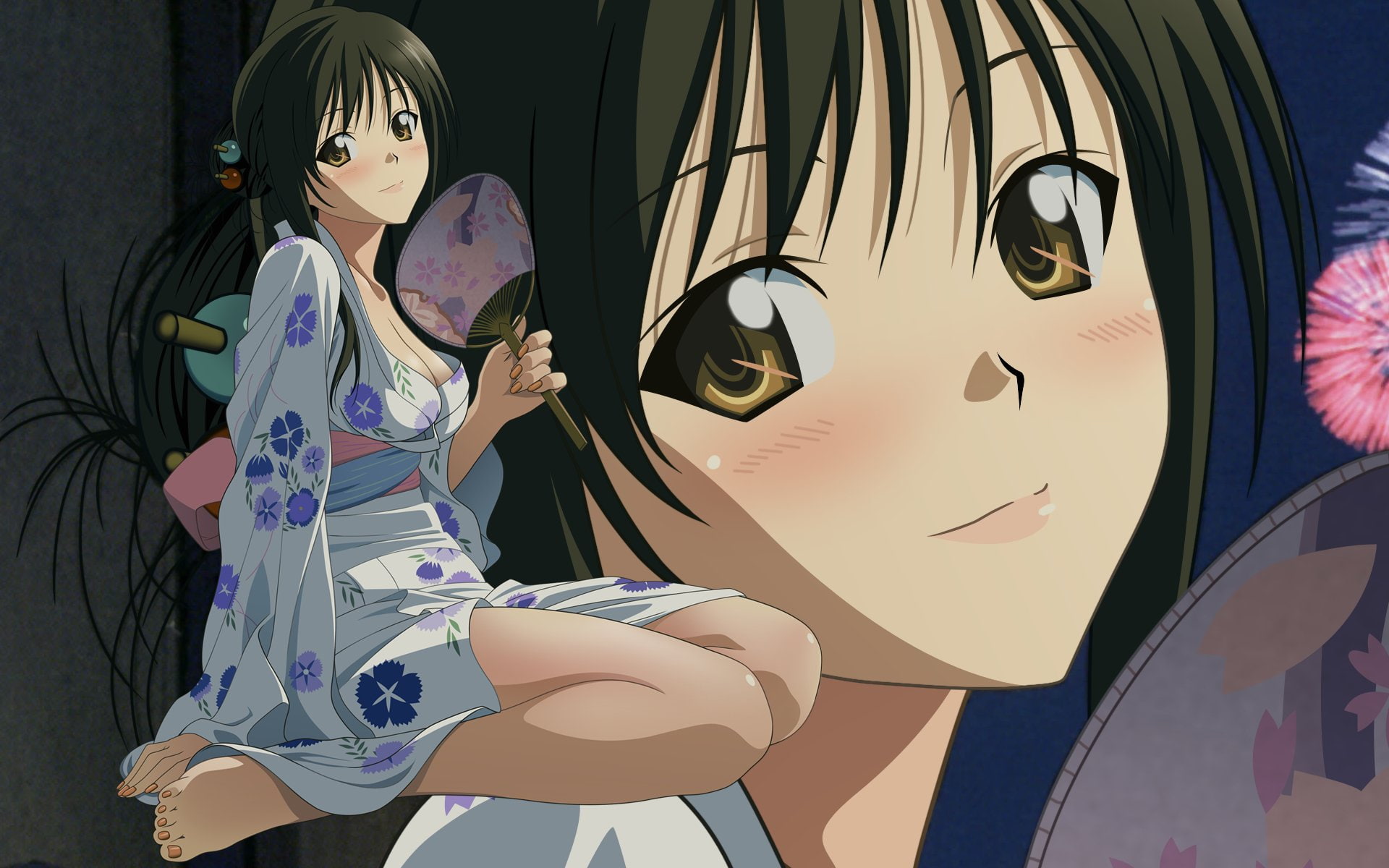 Black Hair, Brown Eyes, Long Hair, 1080P, Anime, To Love-Ru, Yo Love-Ru, Kimono, Blush, Yui Kotegawa, HD Wallpaper