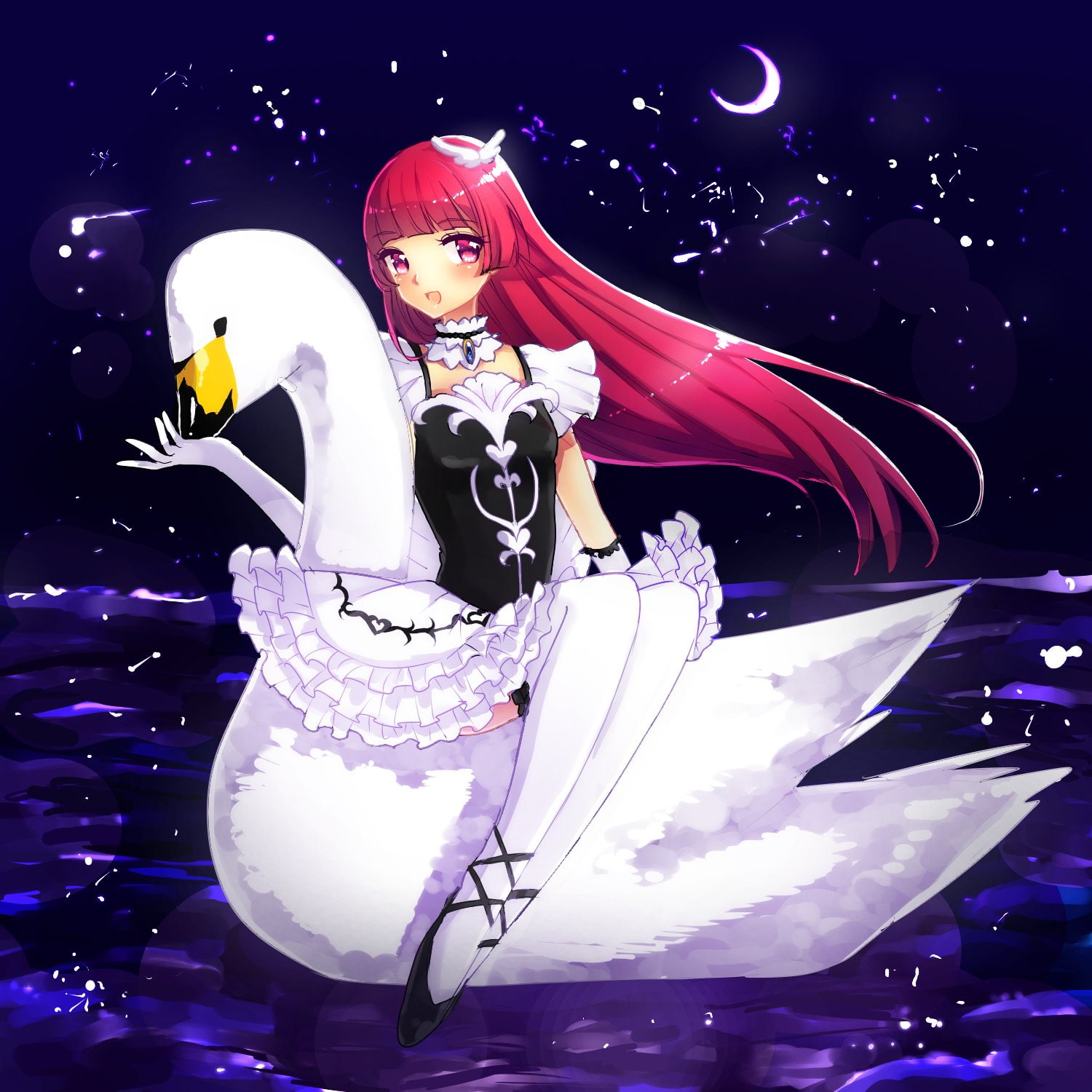 moon, crescent, black, legwear, shirt, sophie, white, 720P, houjou, pripara, Phone HD Wallpaper