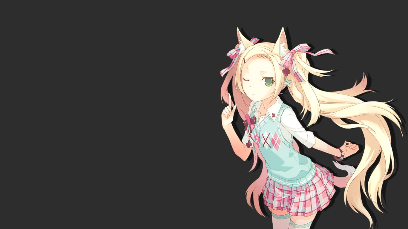 anime, 720P, anime girls, inumimi, H2SO4, HD Wallpaper