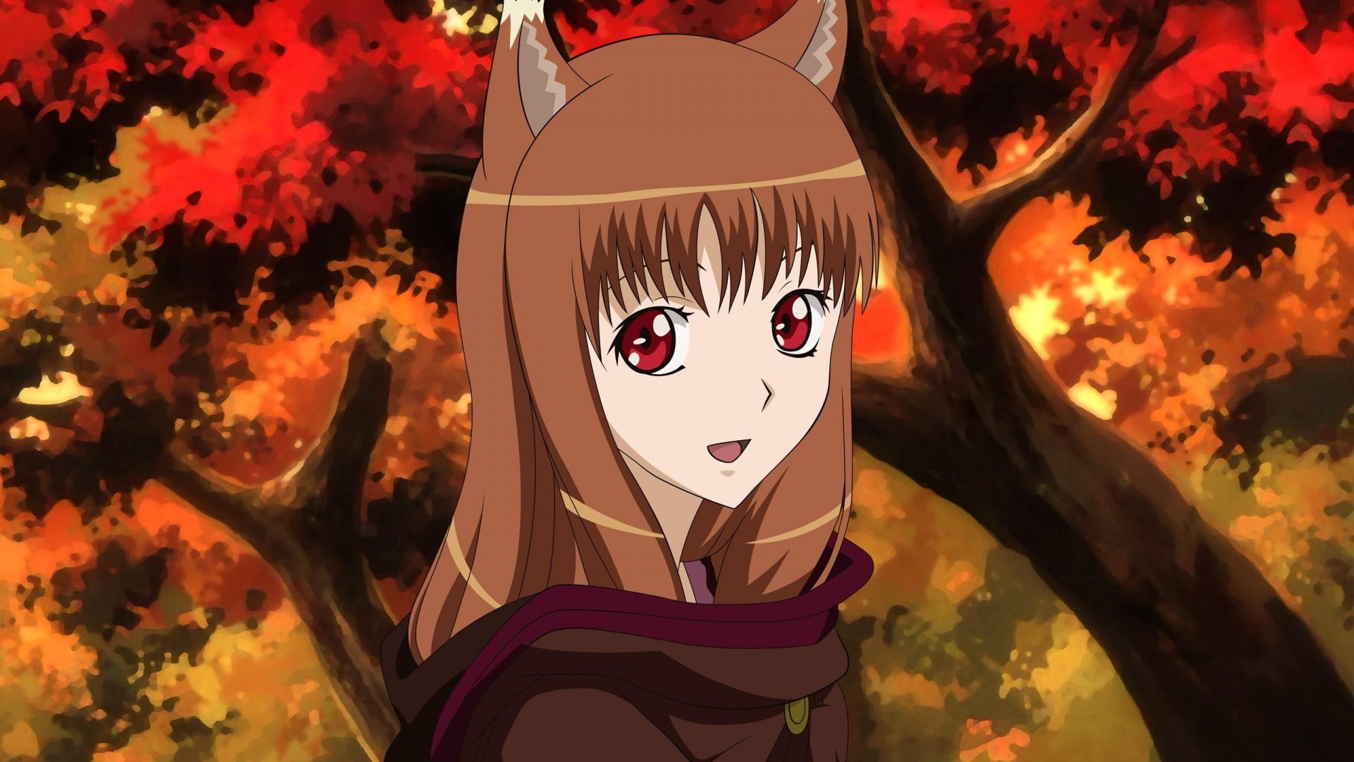 day, focus on foreground, Animal Ears, Spice And Wolf, close-up, tree, human representation, Anime Girls, nature, outdoors, Holo, mask - disguise, one person, HD Wallpaper