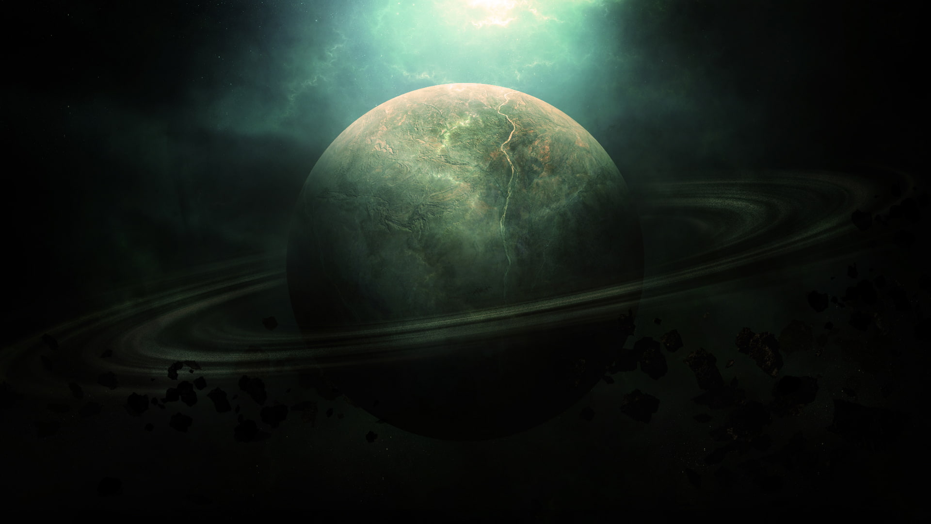 Saturn, meteorites, space, 1080P, HD Wallpaper