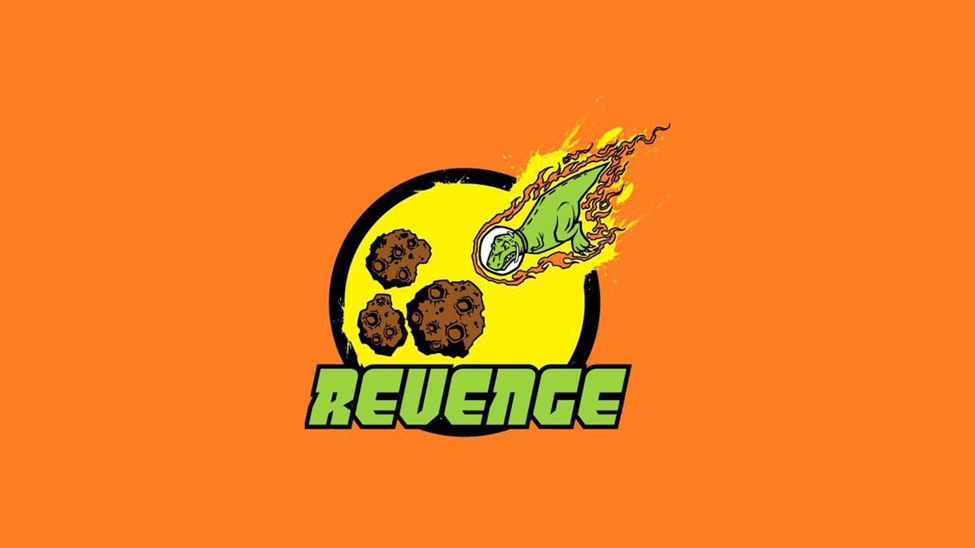 1080P, meteorite, dinosaurs, humor, revenge, orange, background, HD Wallpaper