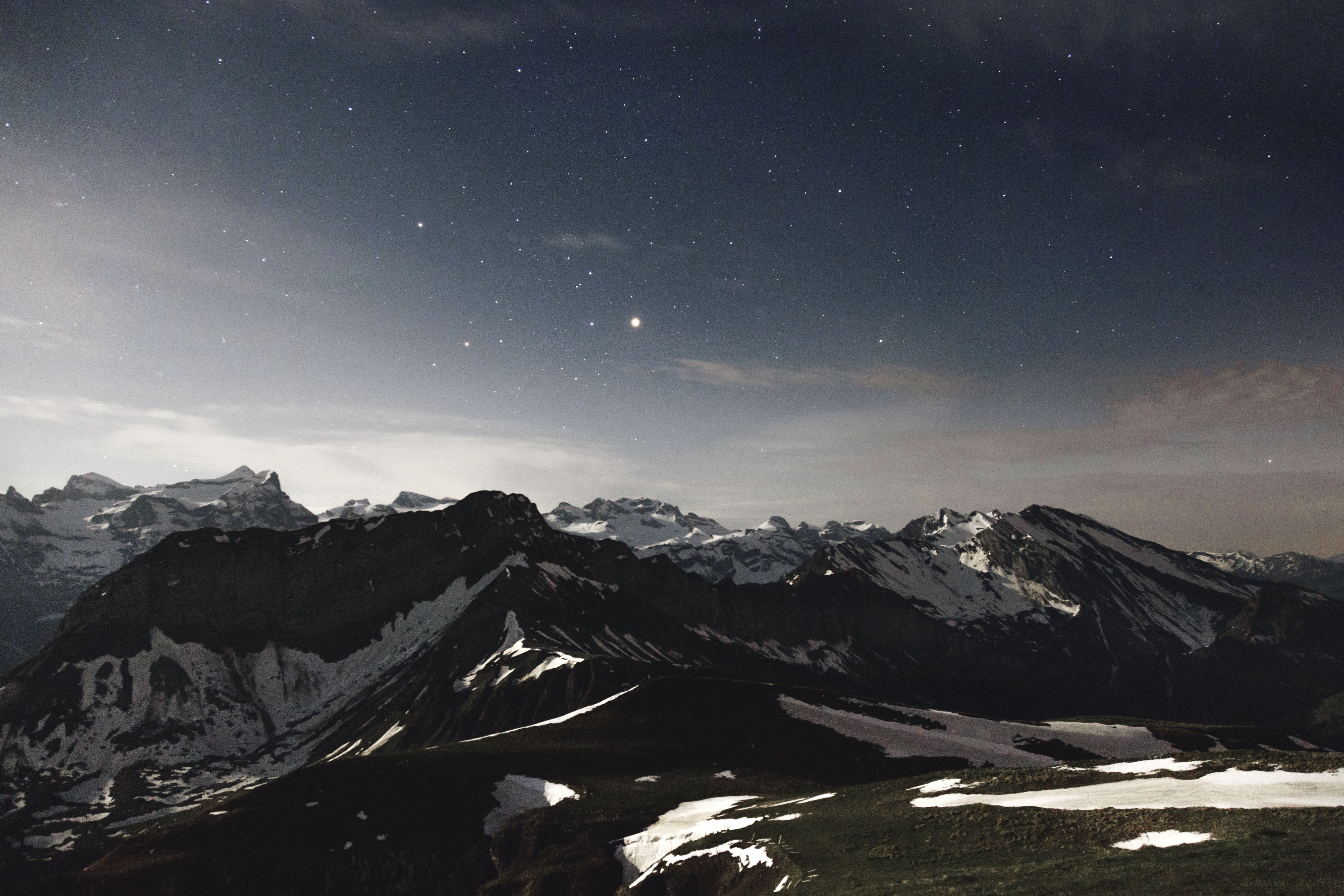 no people, nature, stars, mountain range, tranquil scene, tranquility, snowcapped mountain, astronomy, mountain peak, sky, stargazing, travel, scenics - nature, HD Wallpaper