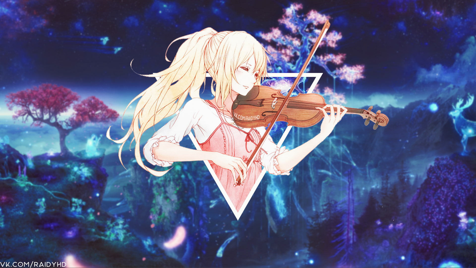 picture-in-picture, anime girls, anime, 1080P, Shigatsu wa Kimi no Uso, Miyazono Kaori, HD Wallpaper