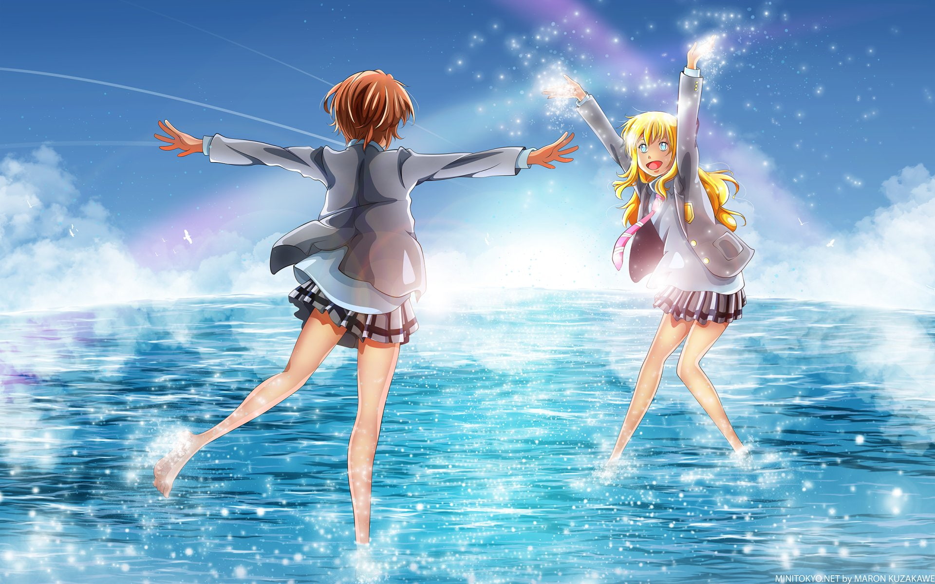 Your Lie in April, Kaori Miyazono, 1080P, Tsubaki Sawabe, Anime, HD Wallpaper
