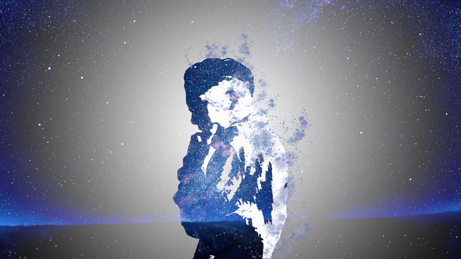 waist up, digital composite, real people, leisure activity, abstract, blue, motion, painting, stars, outdoors, men, water, nature, splashing, standing, HD Wallpaper