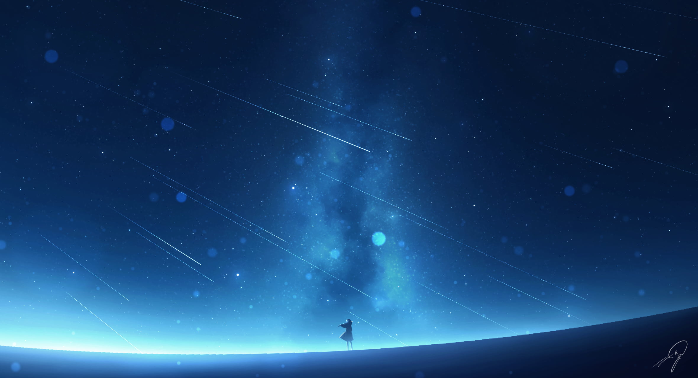 Shooting Star, Girl, 1080P, Anime, Starry Sky, Original, HD Wallpaper