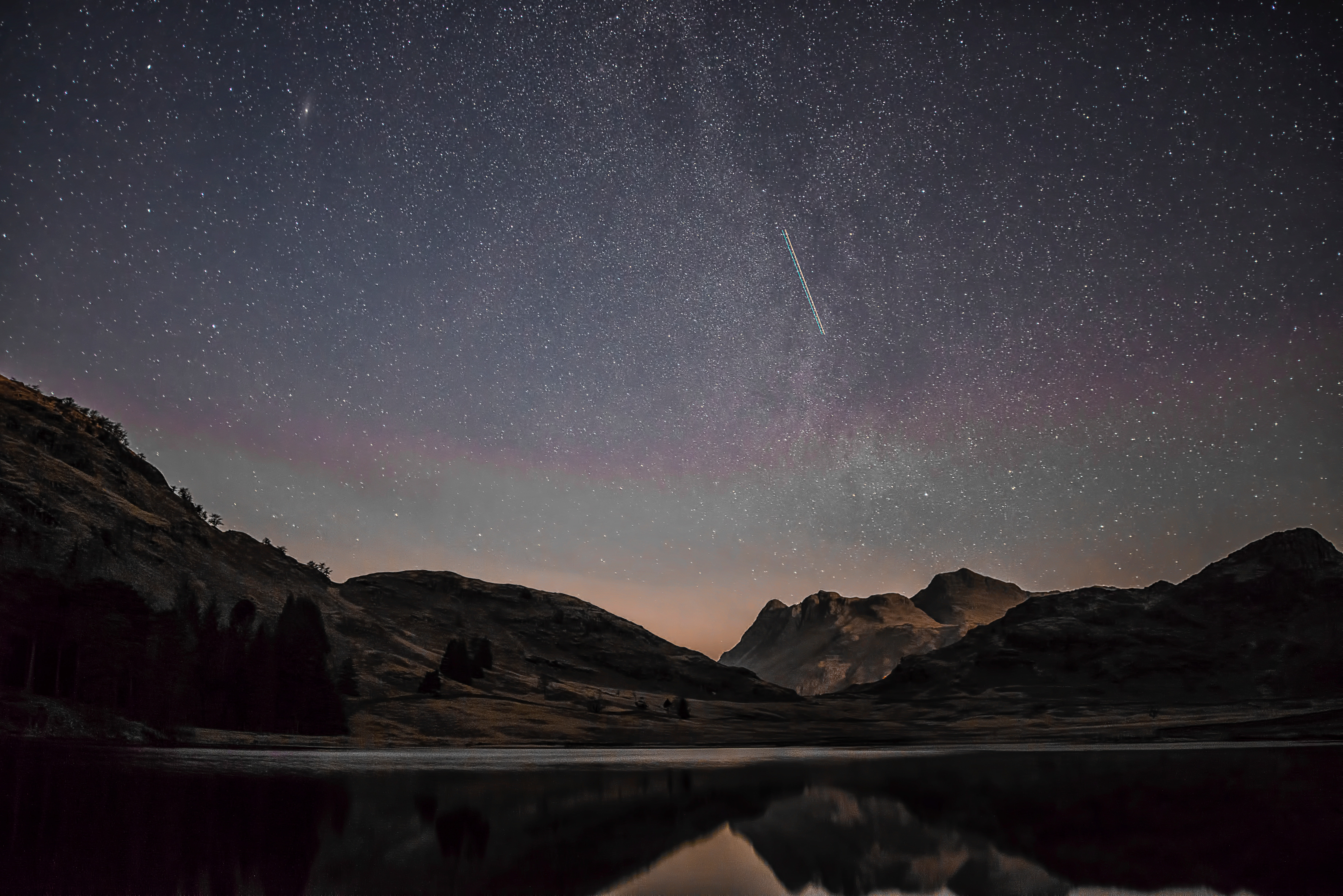 4k, reflection, 5K, 8k, hd, mountains, nature, 5k, shooting star, HD Wallpaper