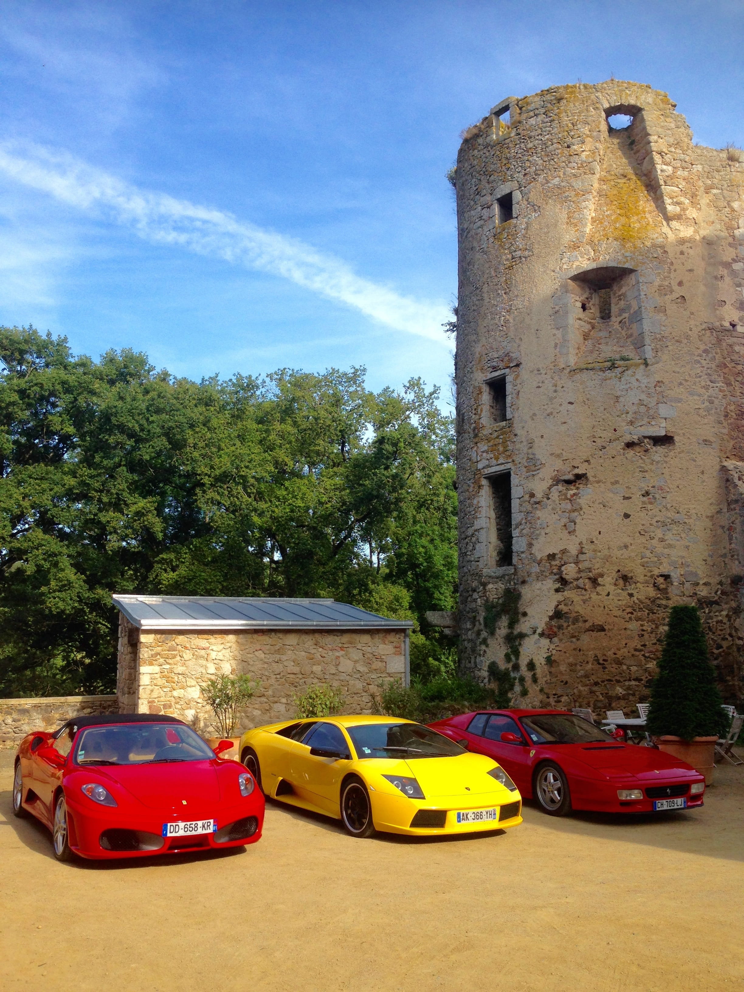 the past, city, sky, history, land vehicle, nature, mode of transportation, ferrari, outdoors, 2K, no people, building, building exterior, exhibition, Phone HD Wallpaper