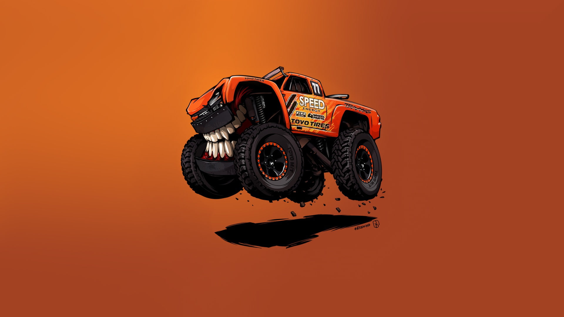 Car, Teeth, Machine, Art, Andrey Pridybaylo, Vehicles, Transport, by Andrey Pridybaylo, Background, Auto, BeastedUp!, Grin, 1080P, Creatures, SUV, Illustration, HD Wallpaper