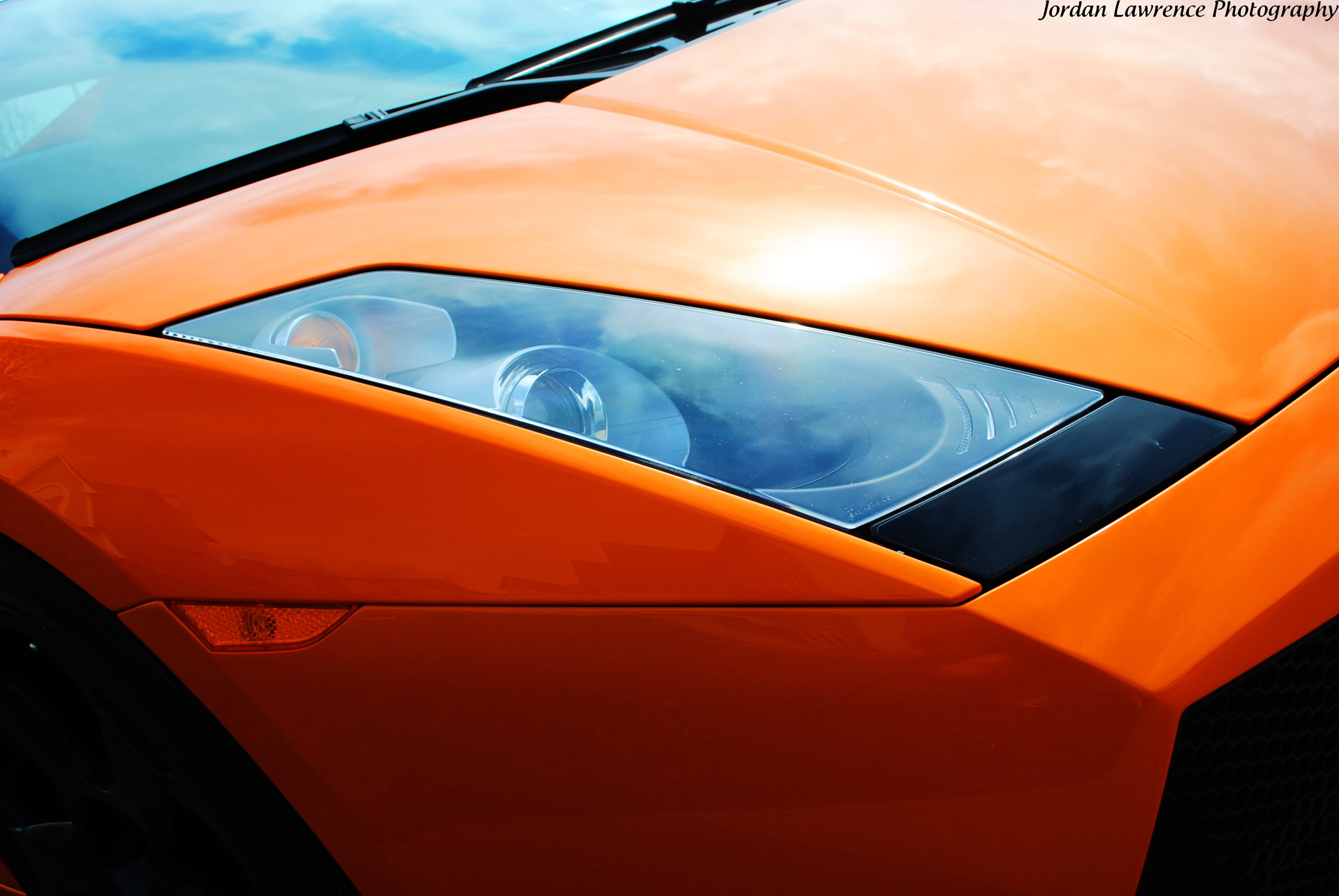metal, Lamborghini, 4K, headlight, window, transportation, glass - material, no people, close-up, orange color, car, land vehicle, high angle view, travel, HD Wallpaper