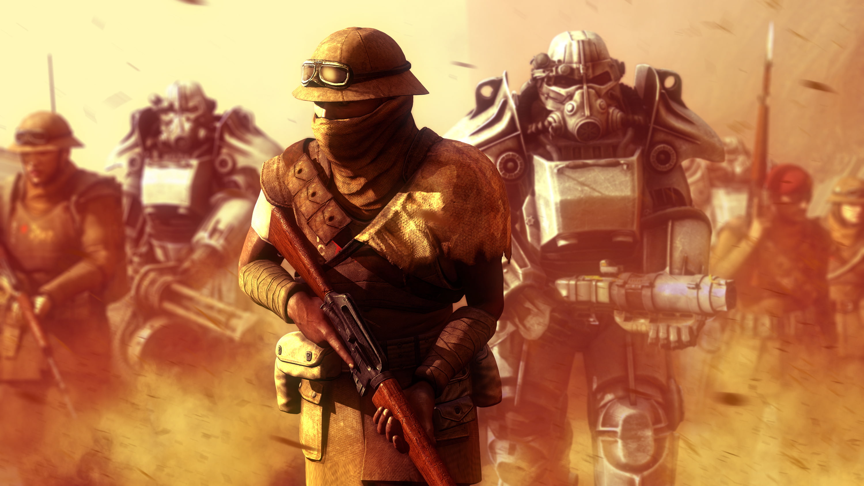 2K, armor, soldiers, fallout, new vegas, war, fiction, brotherhood of steel, post apocalyptic, HD Wallpaper