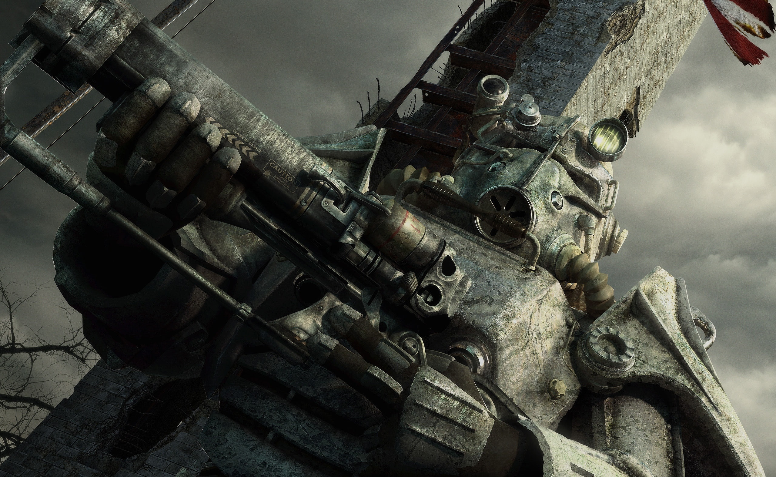 no people, nature, outdoors, transportation, the past, metal, power armor, machinery, cloud - sky, Games, military, old, washington monument fallout 3, HD Wallpaper