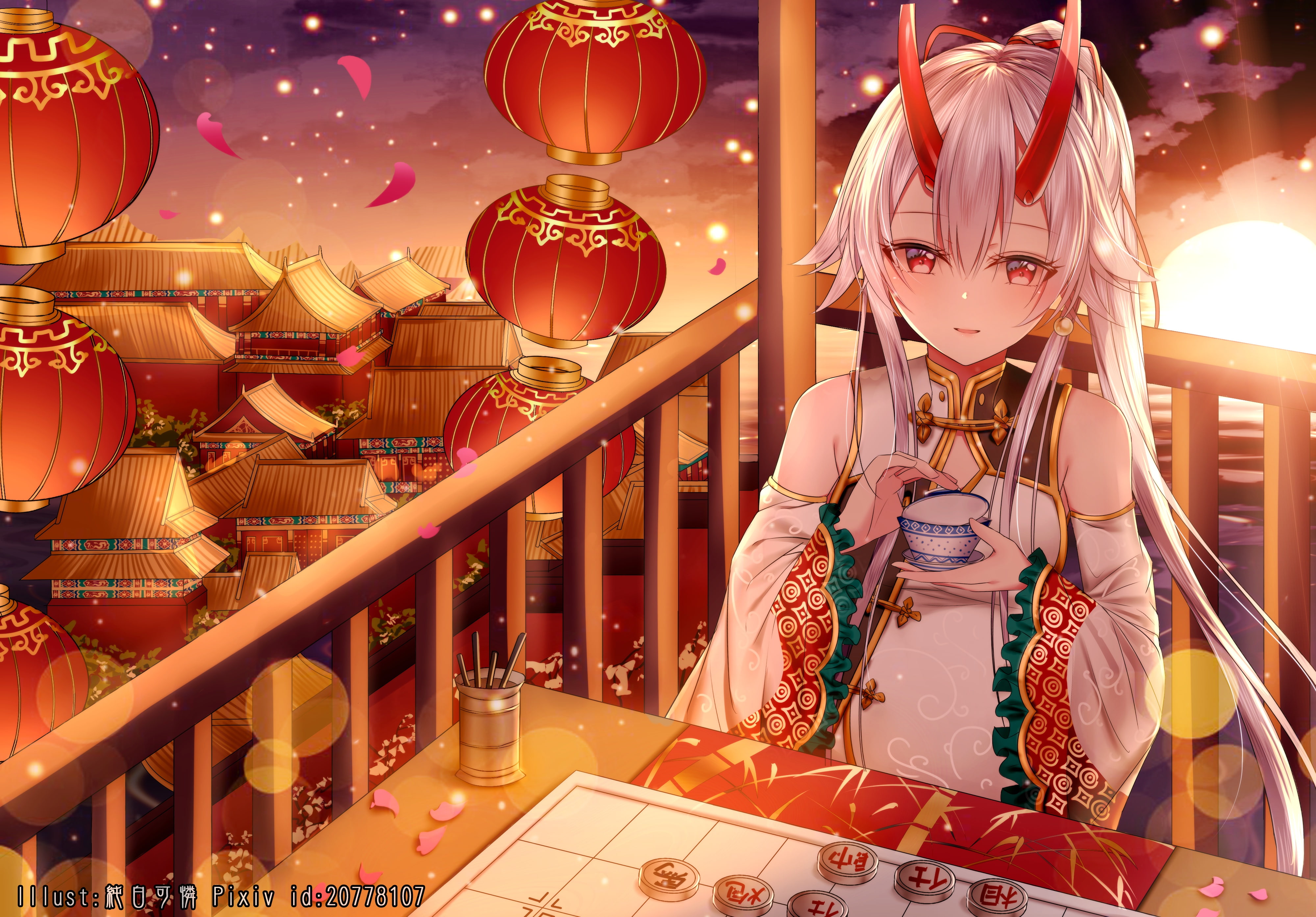 4K, Fate / Grand Order, horns, The destiny of a great campaign, lanterns, girl, HD Wallpaper
