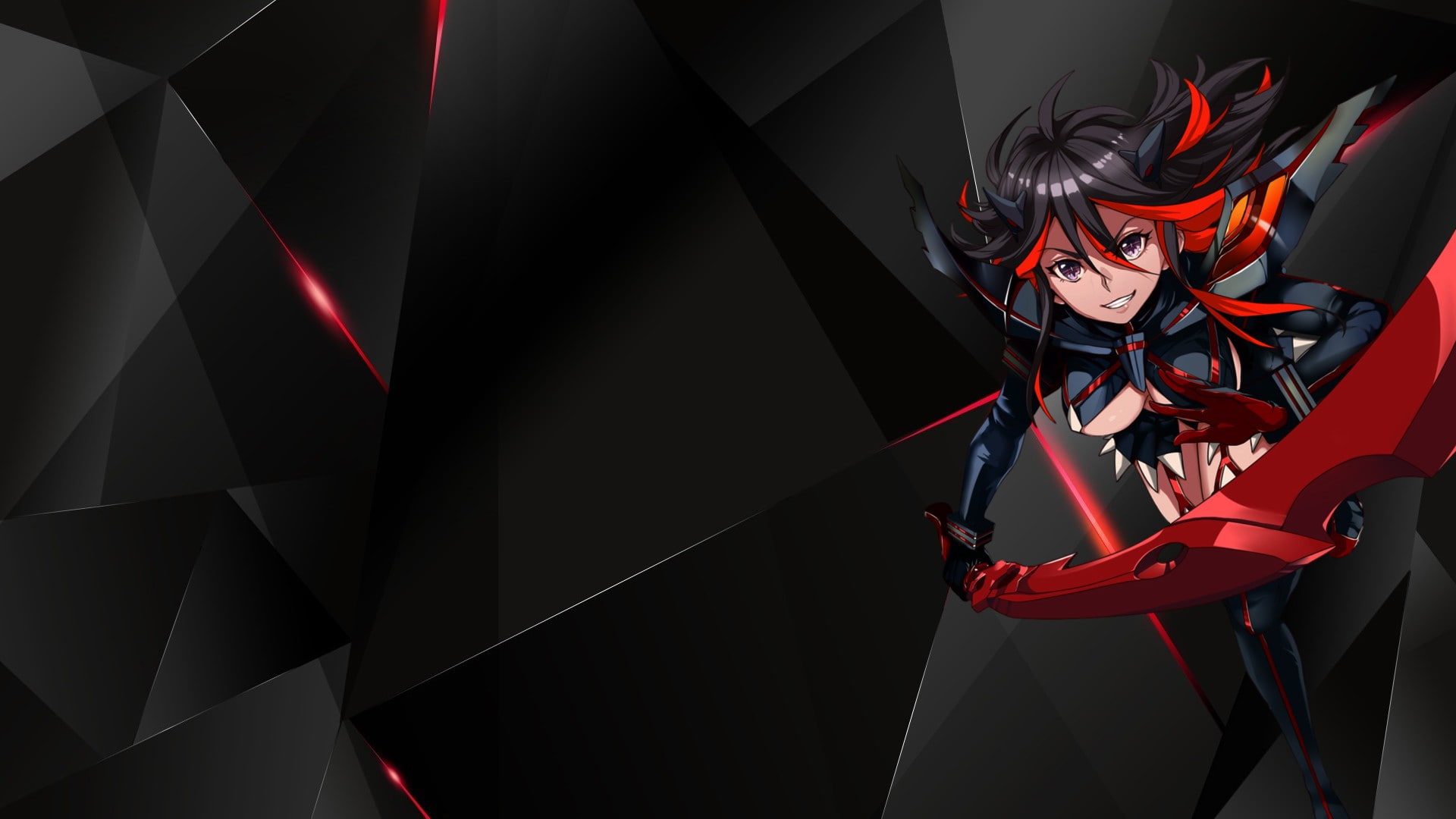 Matoi Ryuuko, anime girls, Kill la Kill, smiling, black hair, 1080P, anime, HD Wallpaper