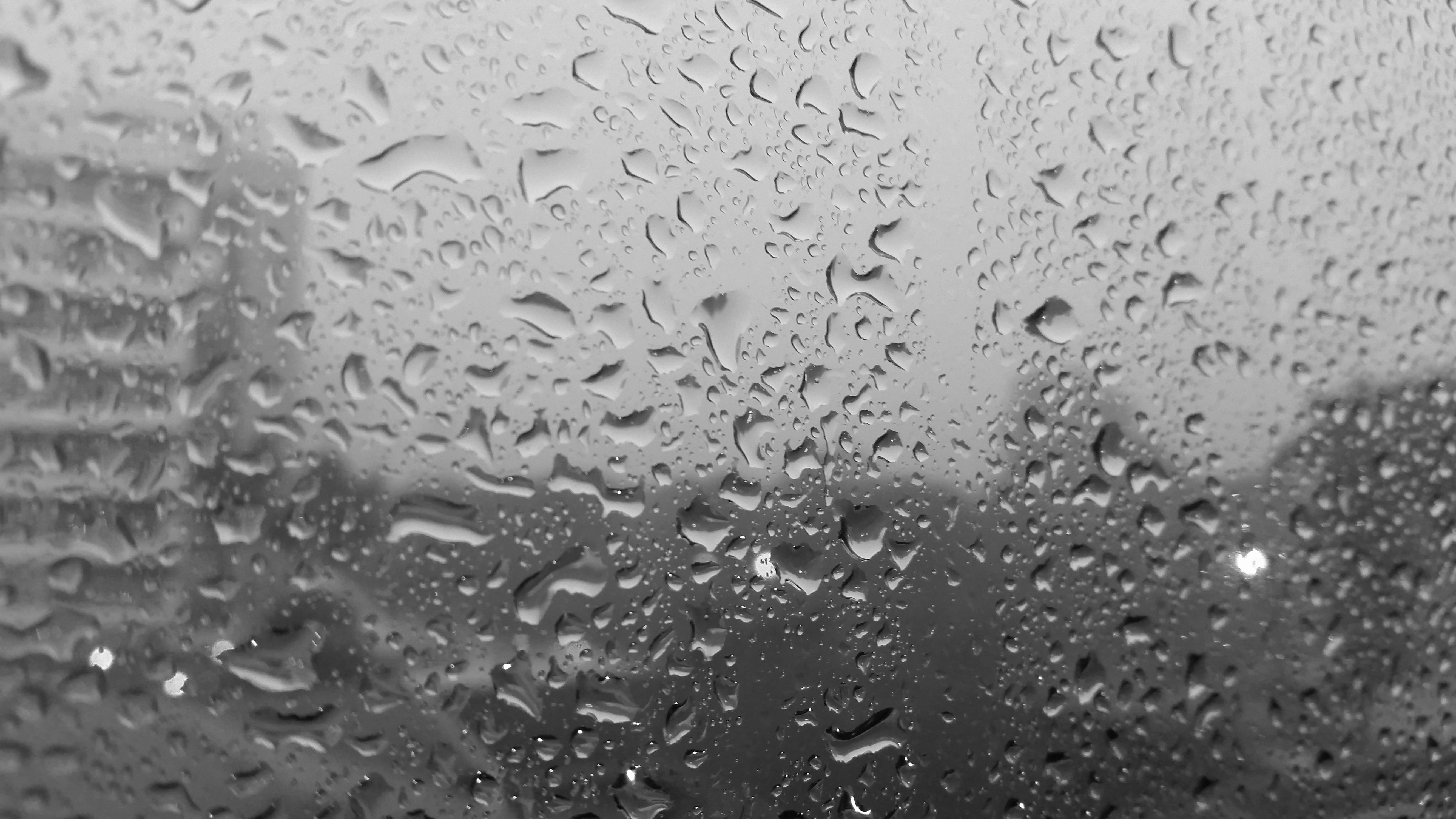 white, city, Curitiba, closeup, rain, 5K, water drops, monochrome, black, window, HD Wallpaper