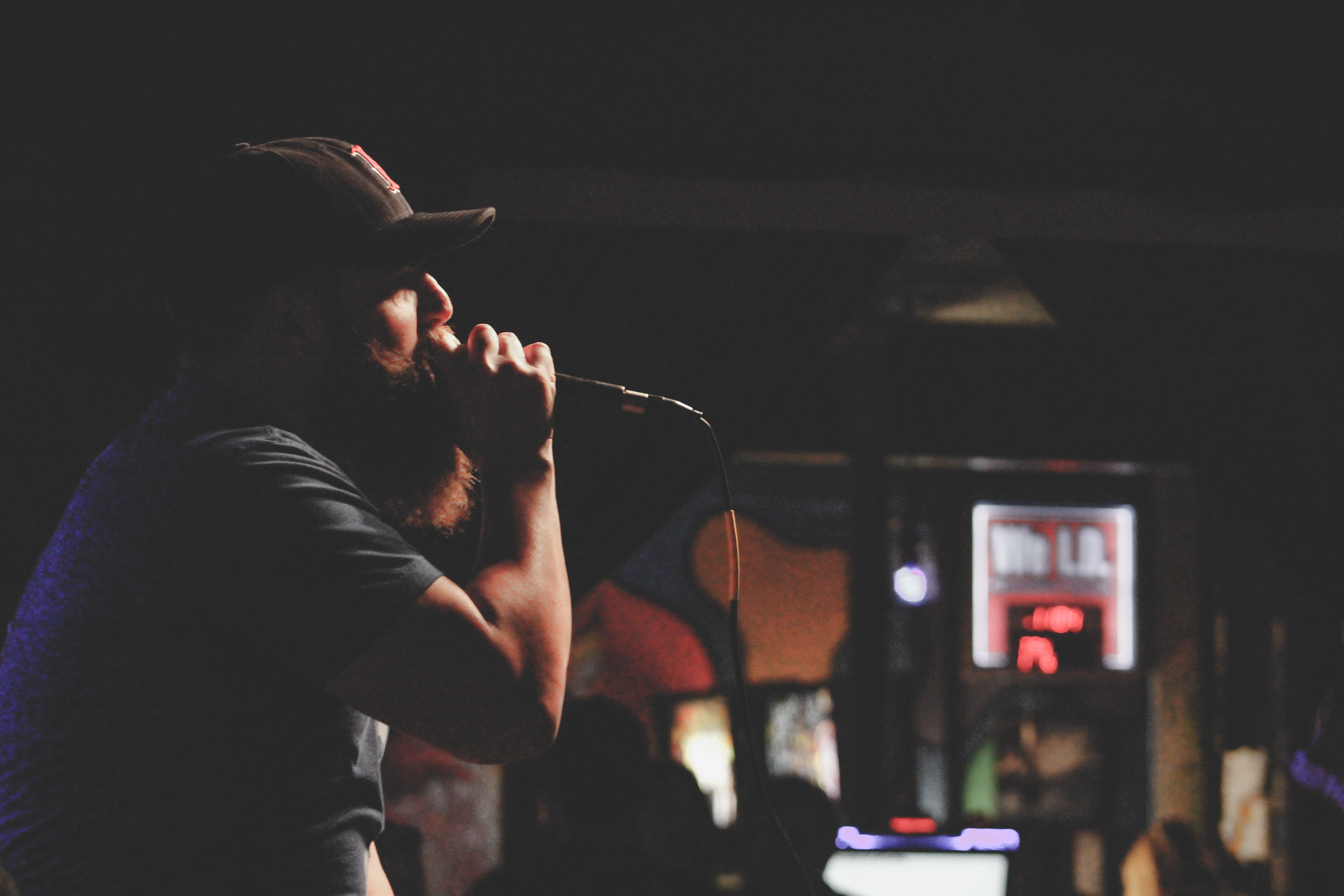 musician, people, music, concert, rap, waist up, artist, drinking, bar, dark, one person, stage, young adult, hat, drink, real people, beard, incidental people, HD Wallpaper