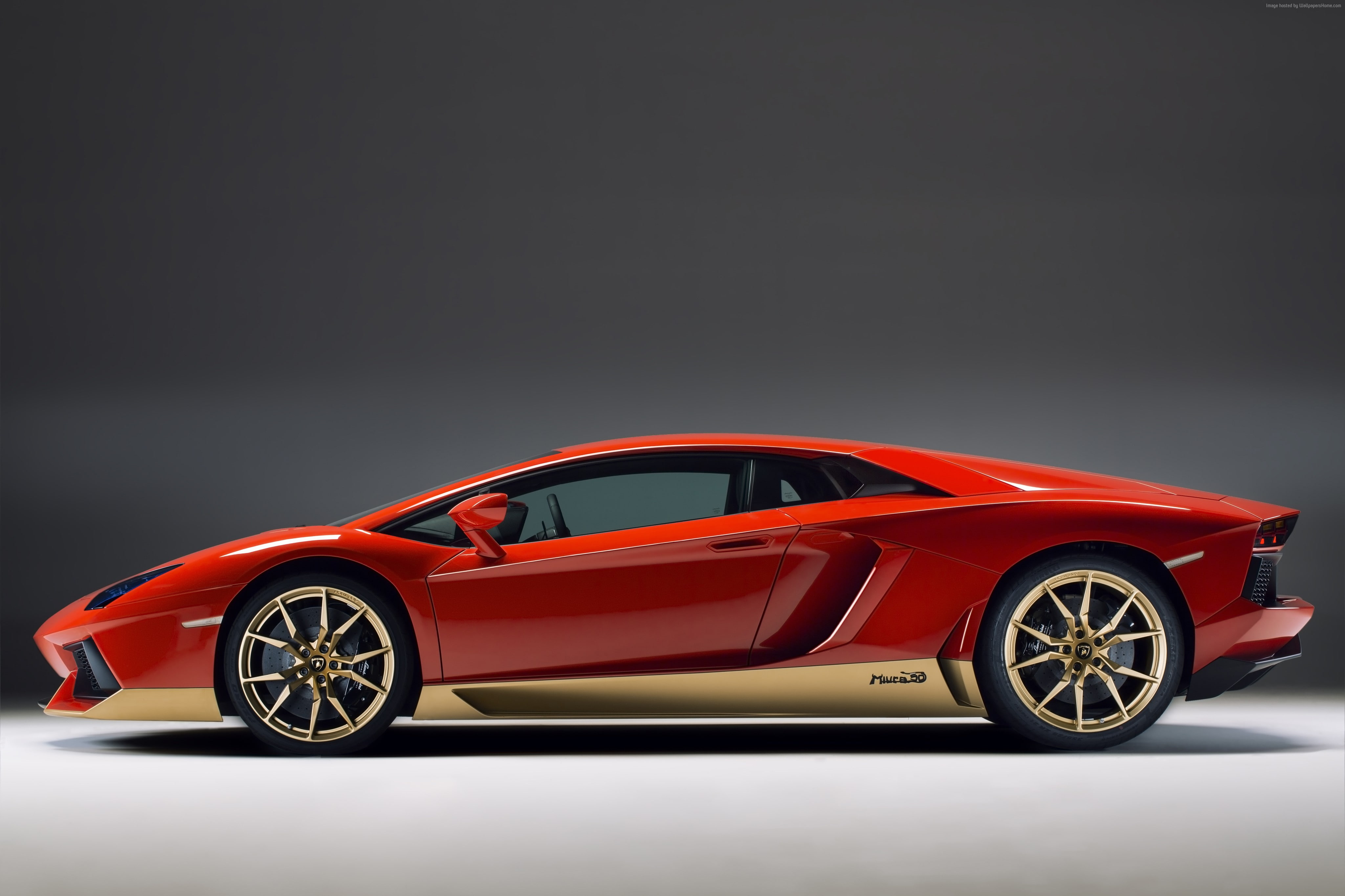 4K, red, Goodwood Festival of Speed 2016, Lamborghini Aventador LP 700-4, supercar, " Miura Homage", HD Wallpaper