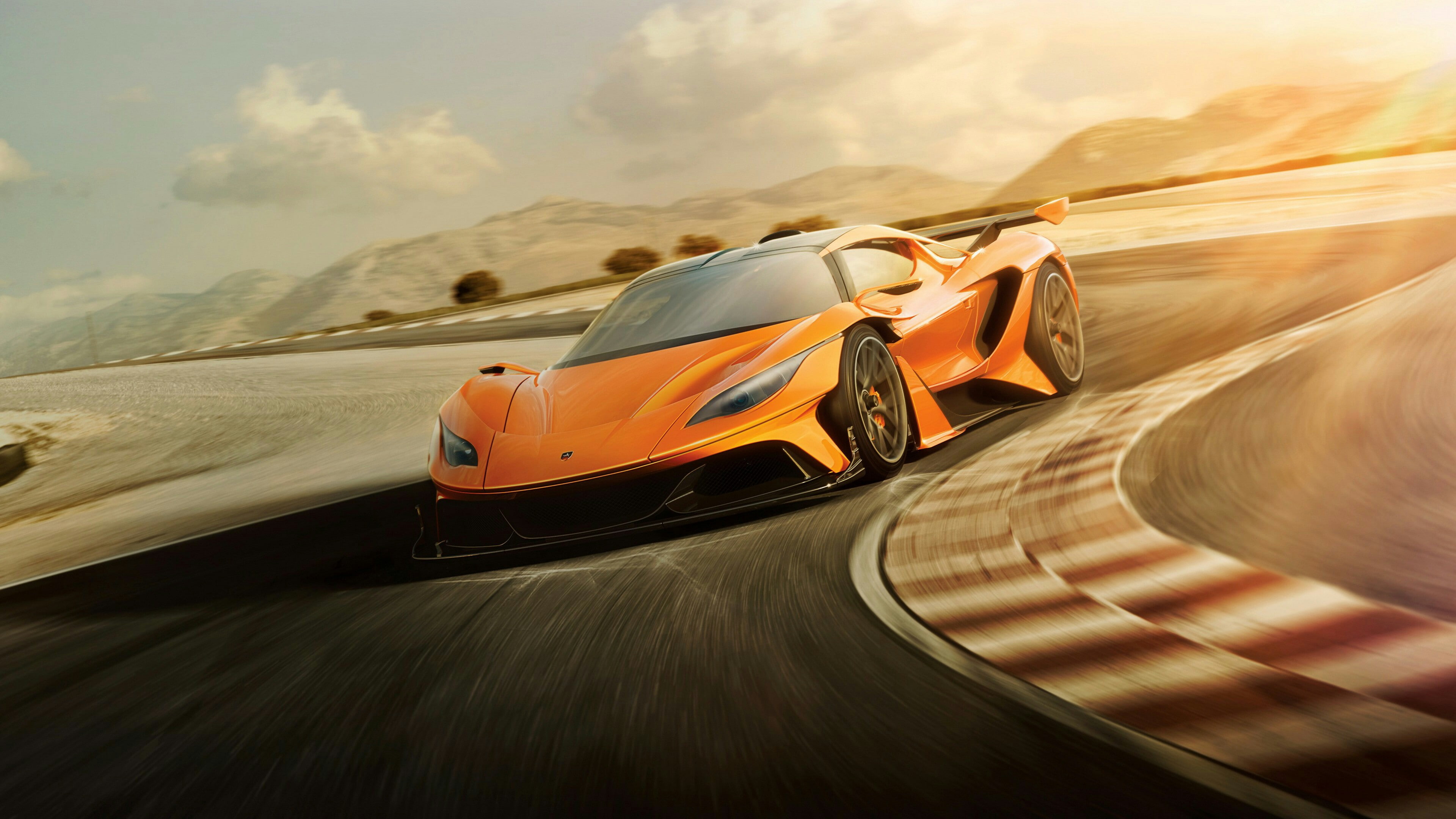 apollo arrow, supercar, race car, vehicle, asphalt, 4K, road, car, sky, photography, hypercar, yellow car, concept car, automotive design, sports car, HD Wallpaper